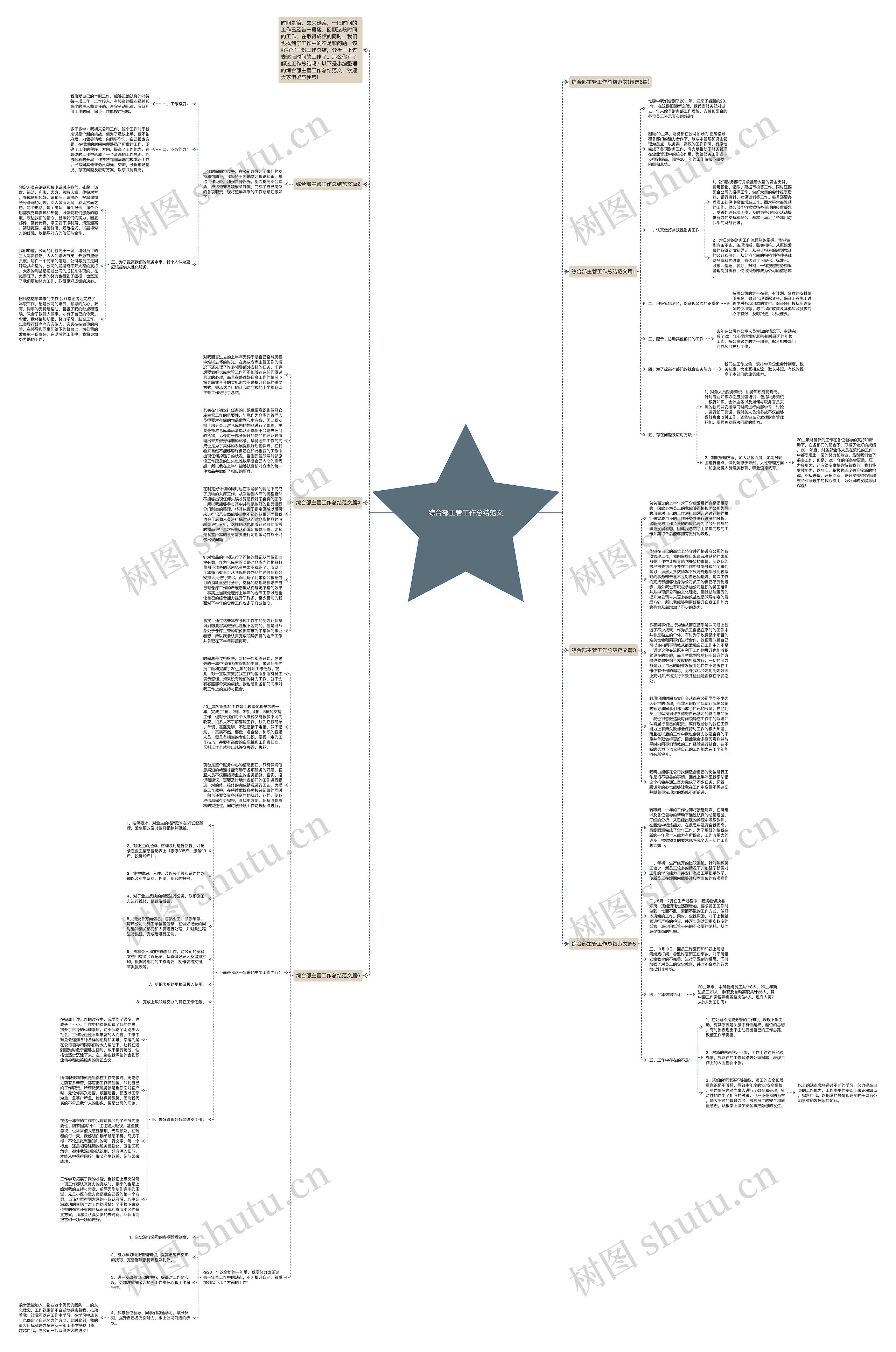 综合部主管工作总结范文思维导图