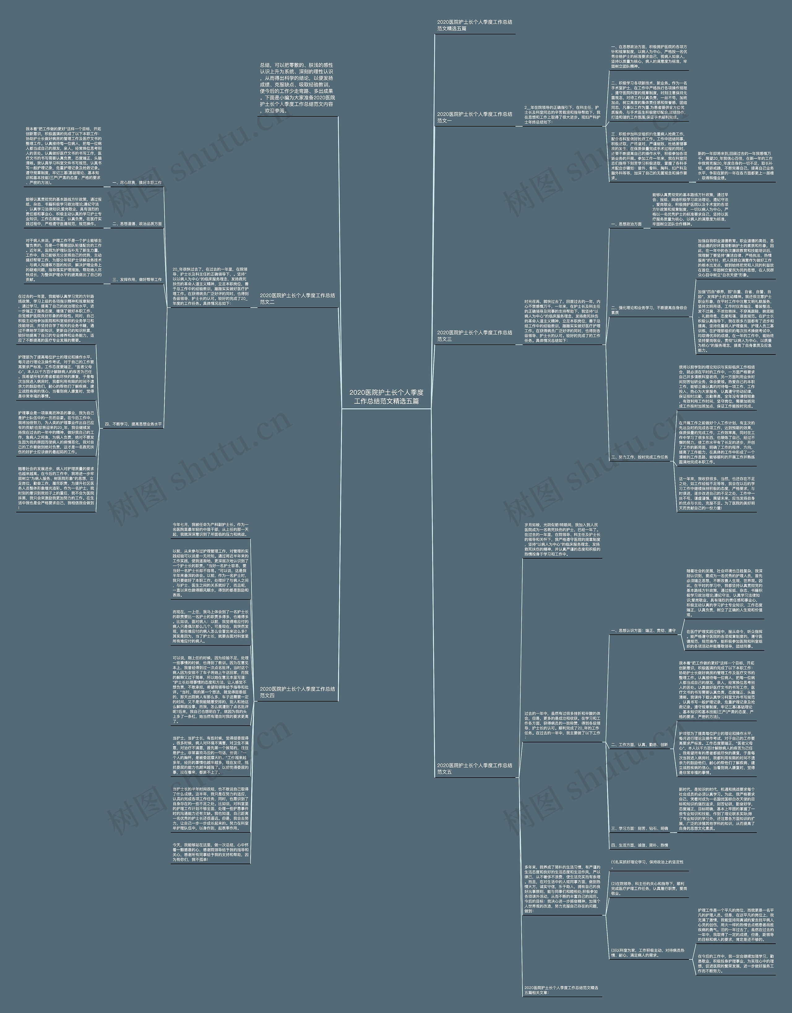 2020医院护土长个人季度工作总结范文精选五篇思维导图