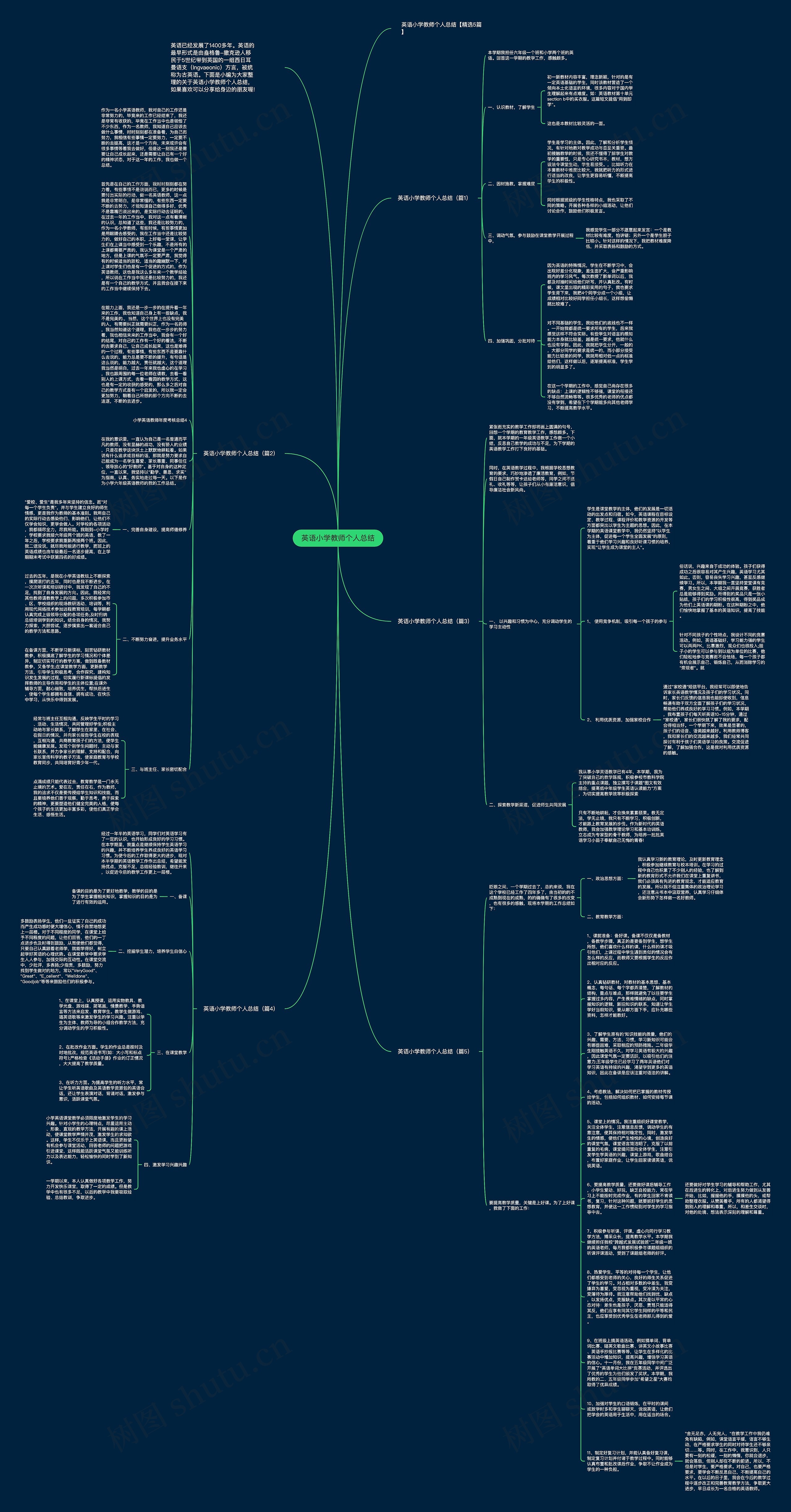 英语小学教师个人总结思维导图