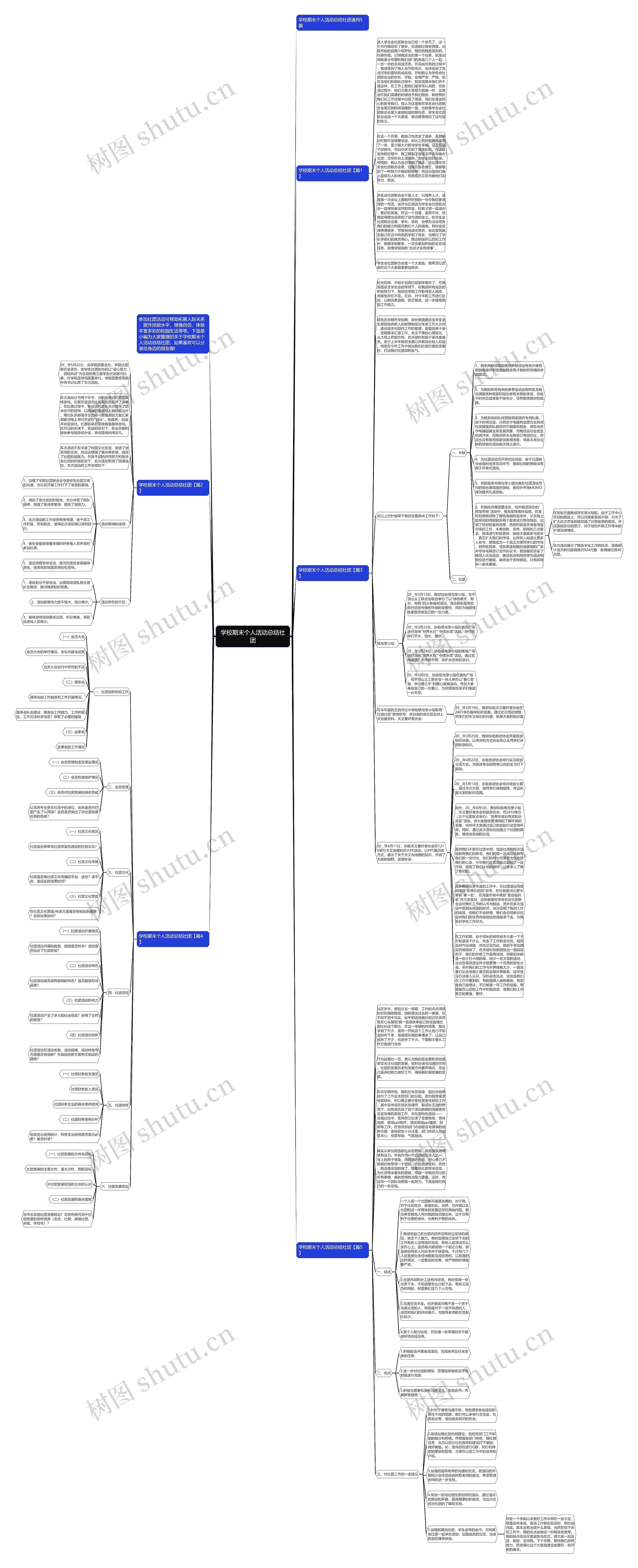 学校期末个人活动总结社团思维导图