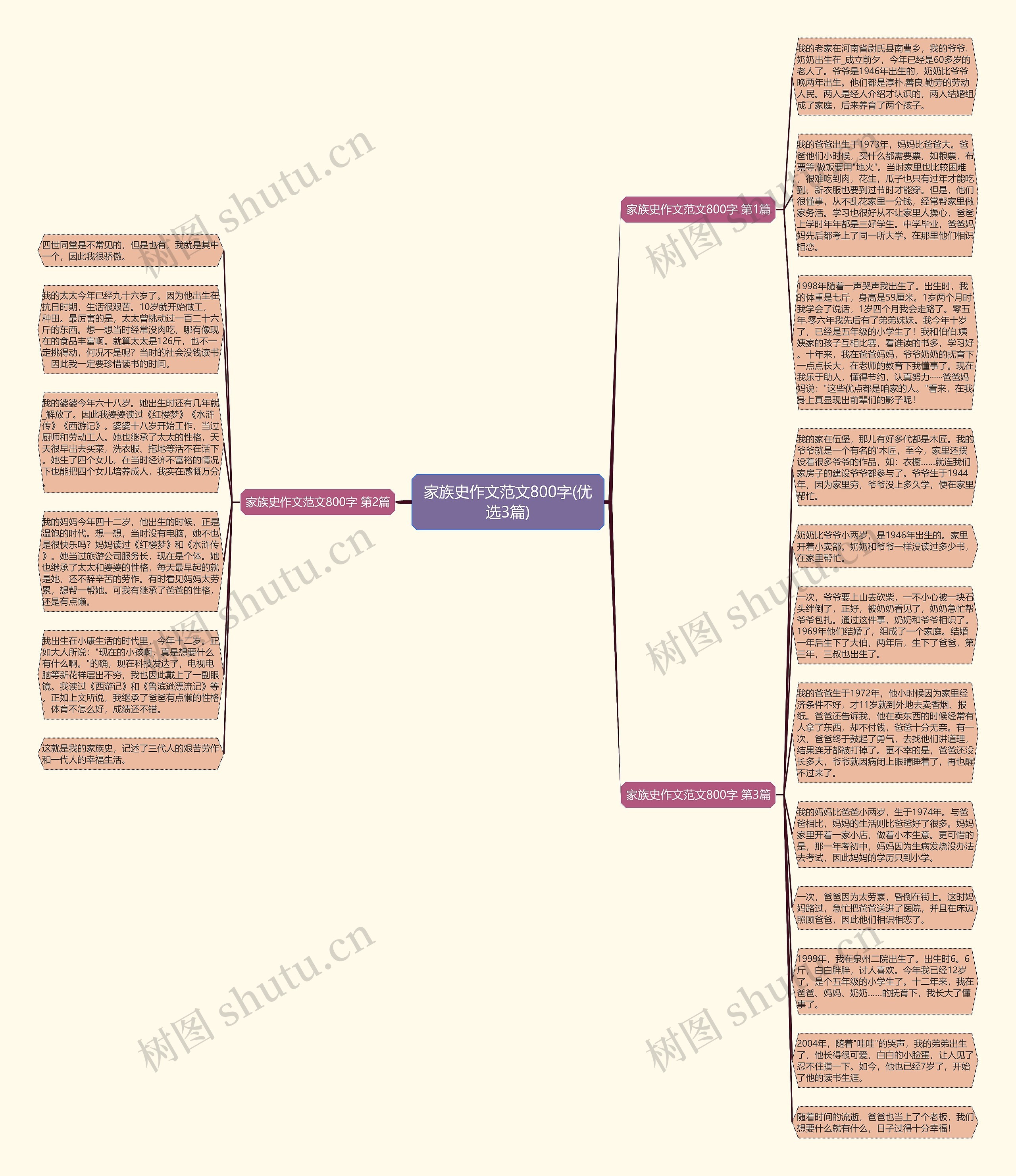 家族史作文范文800字(优选3篇)思维导图