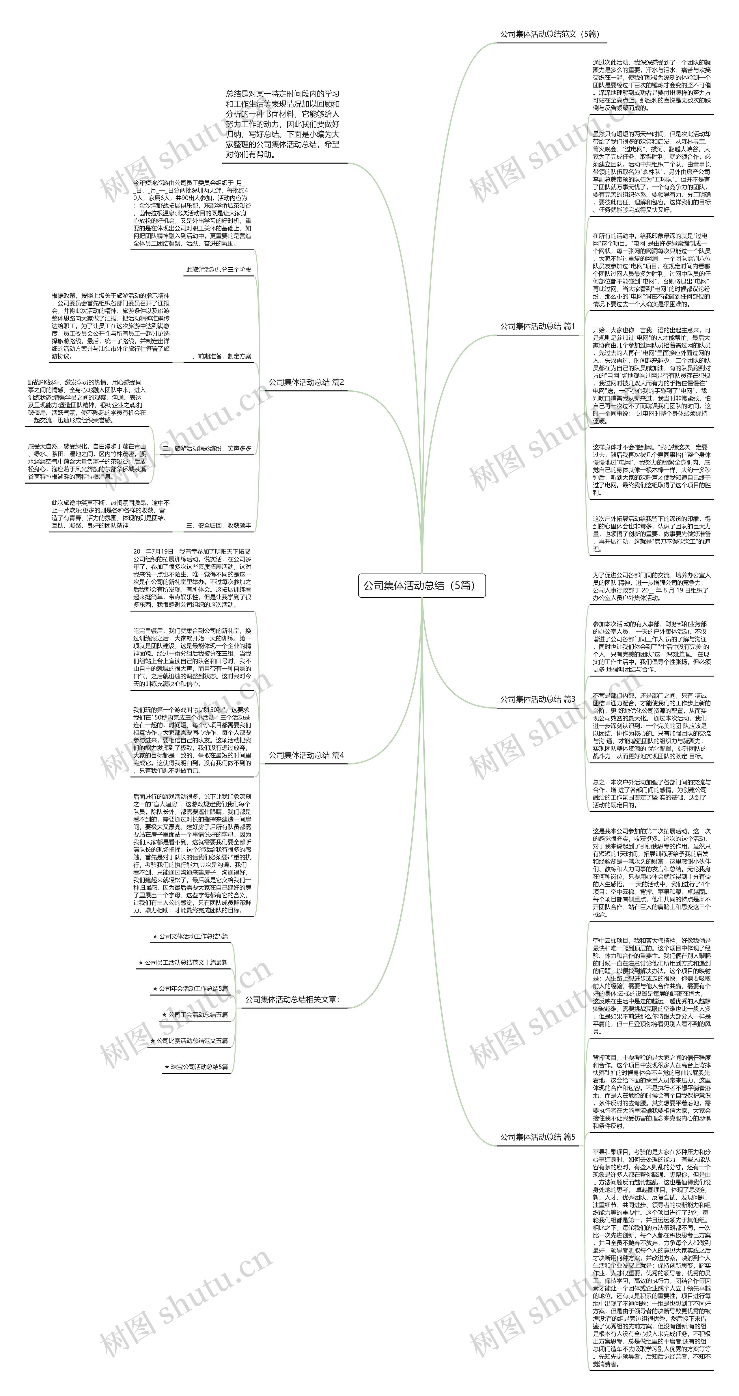 公司集体活动总结（5篇）思维导图