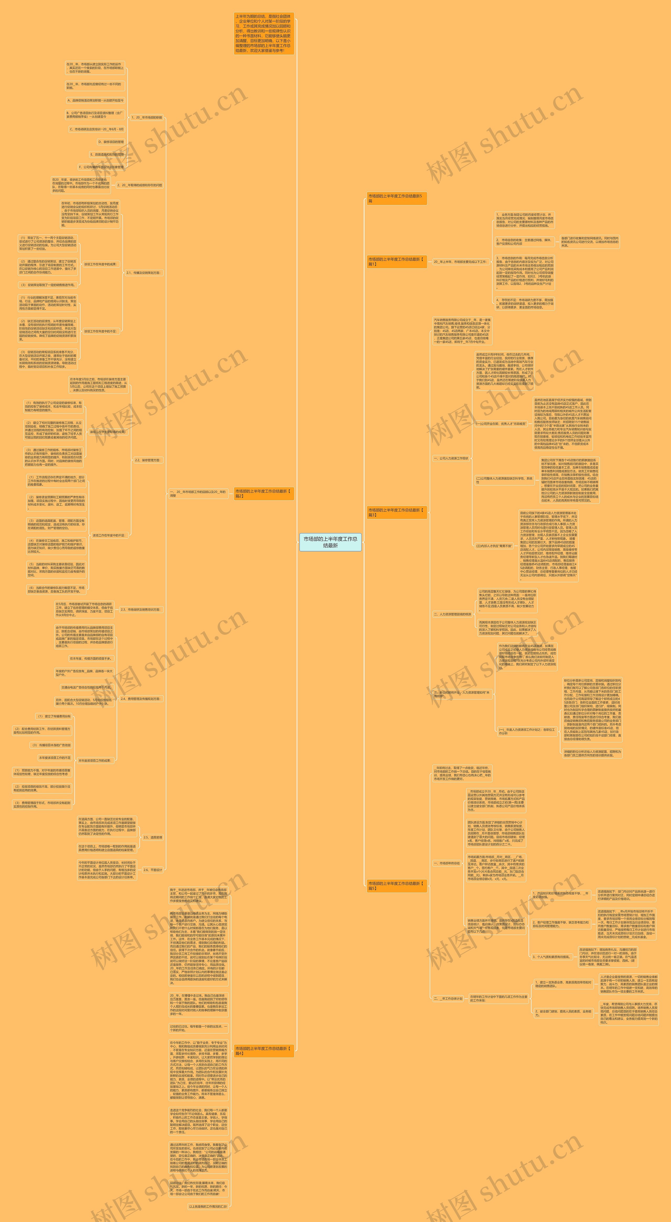 市场部的上半年度工作总结最新思维导图