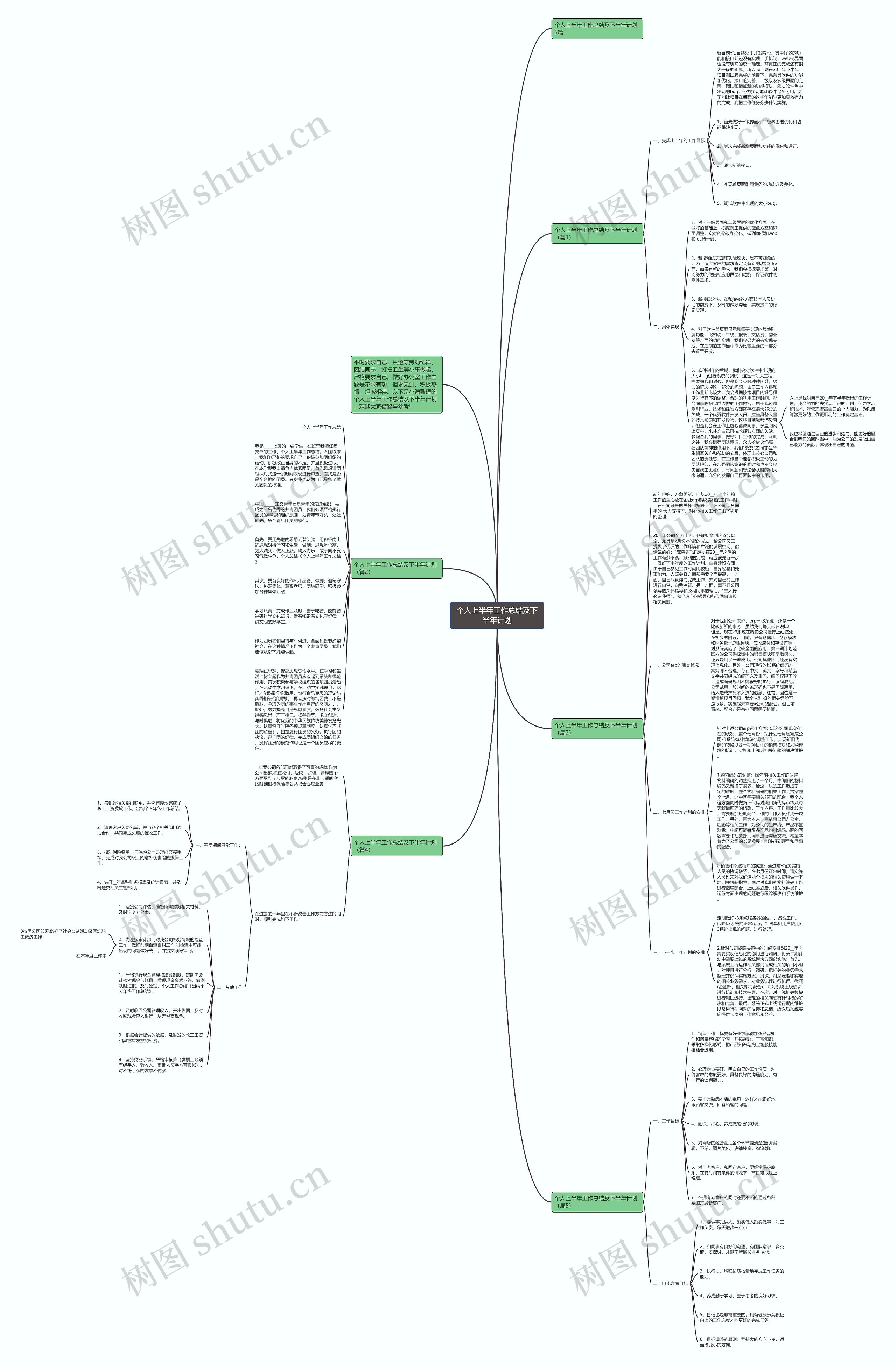 个人上半年工作总结及下半年计划思维导图