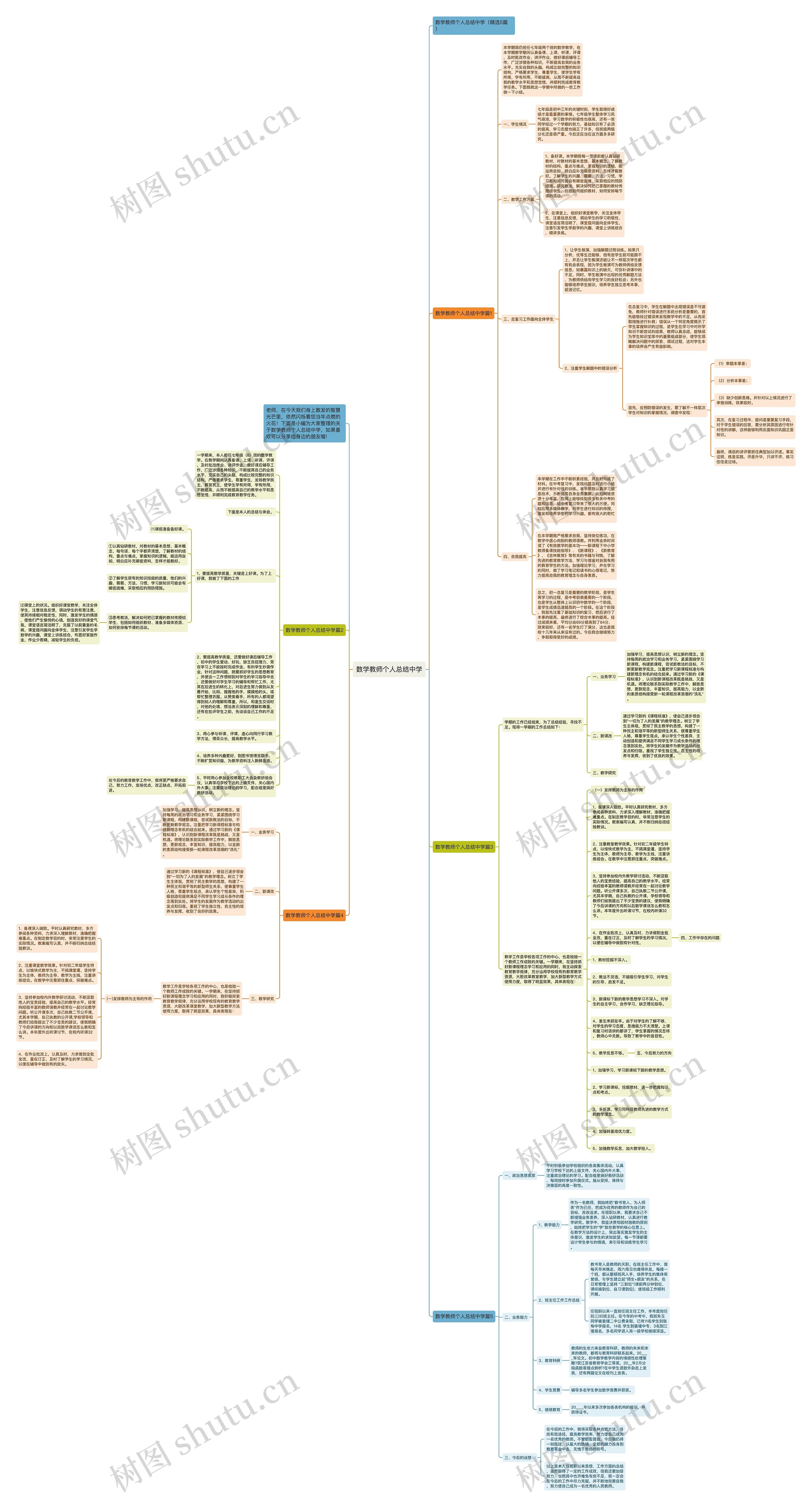 数学教师个人总结中学思维导图