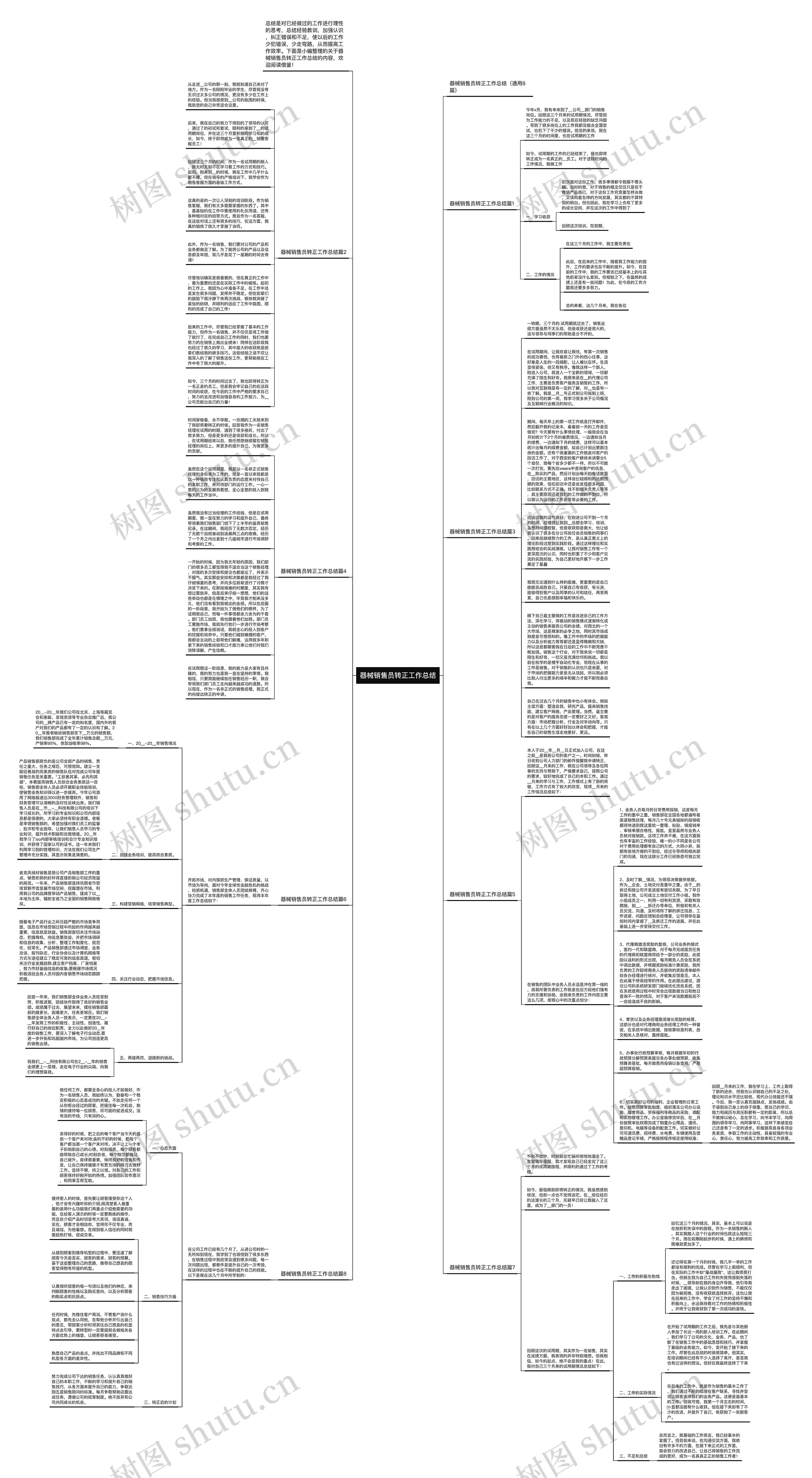 器械销售员转正工作总结思维导图