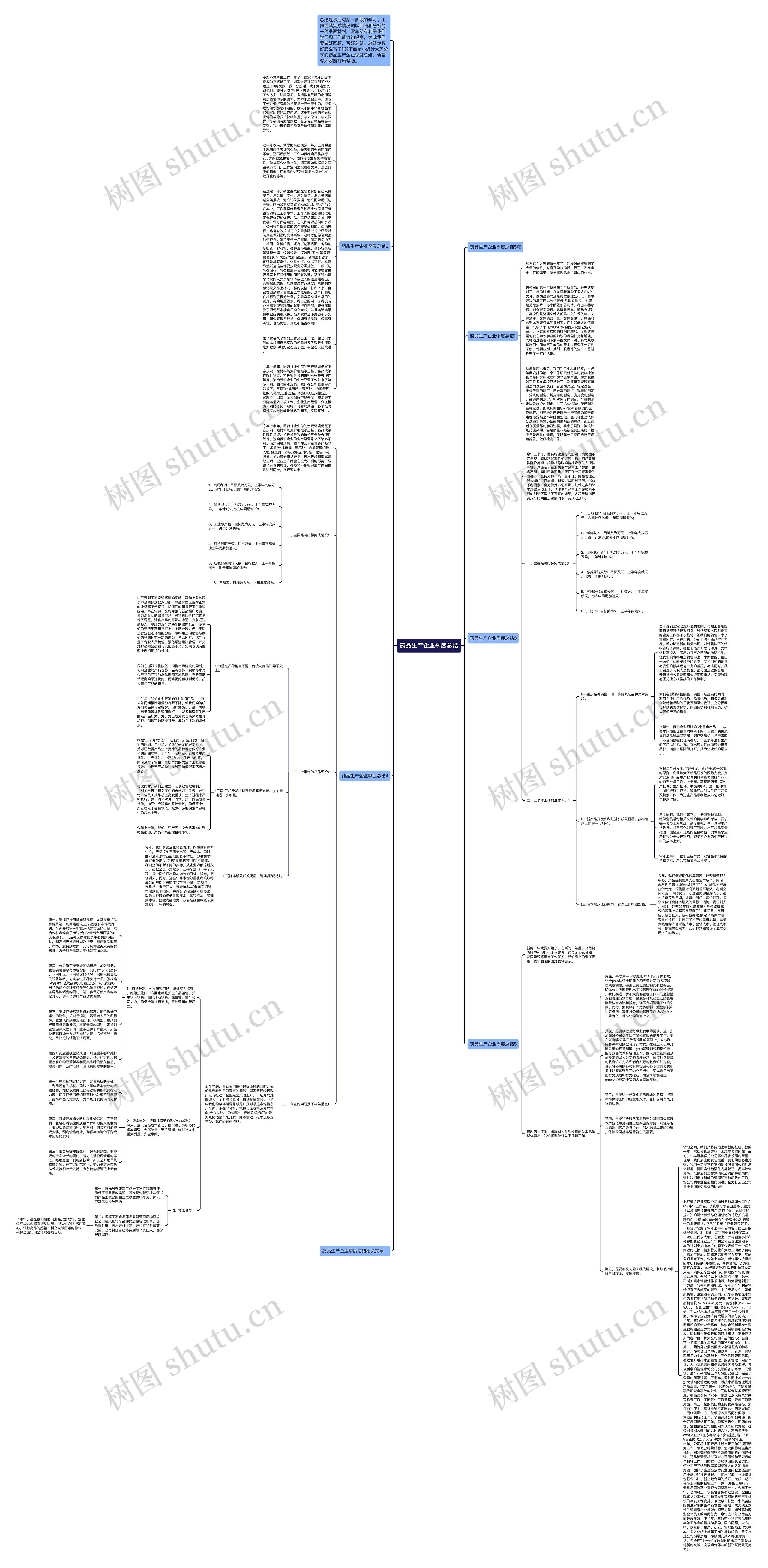 药品生产企业季度总结思维导图