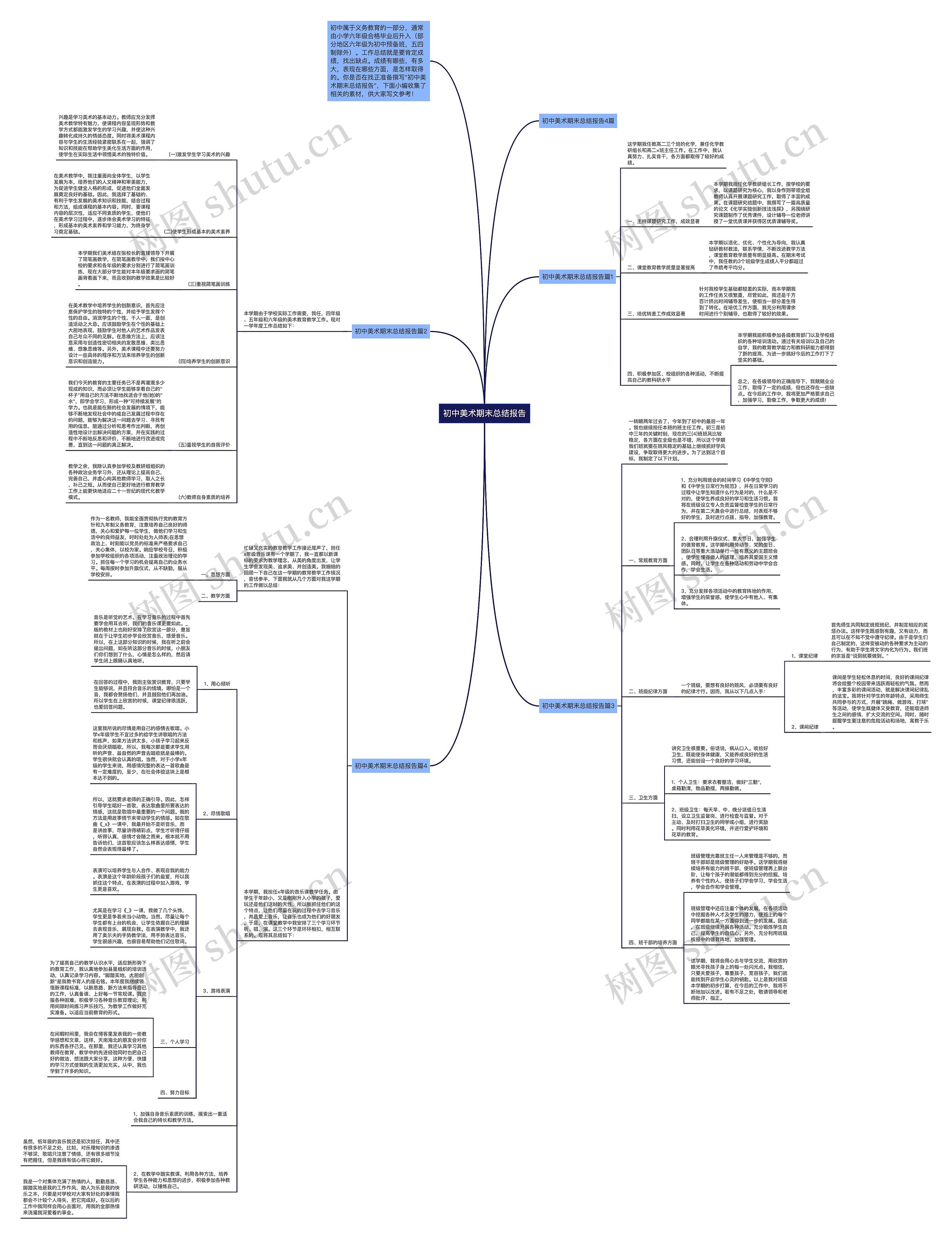 初中美术期末总结报告思维导图