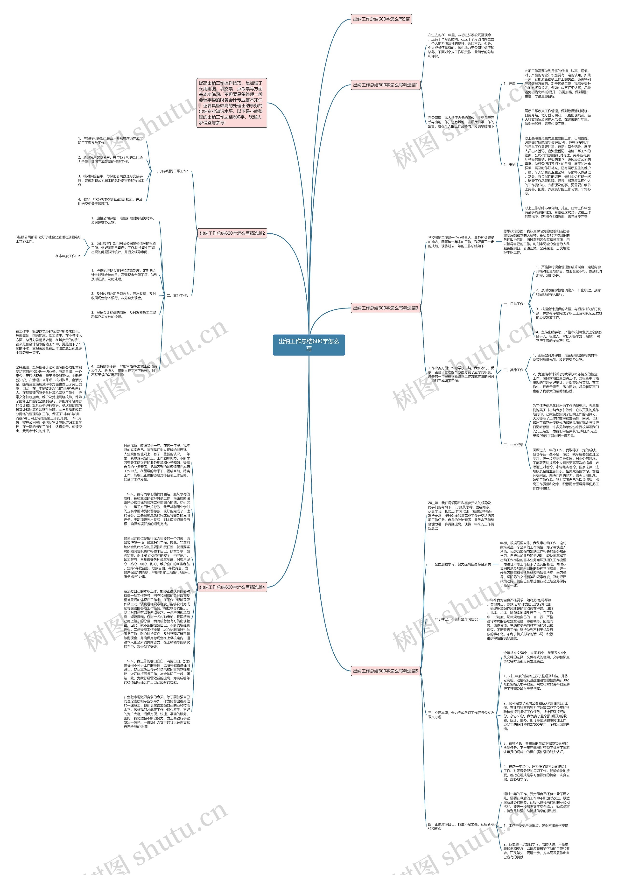 出纳工作总结600字怎么写思维导图