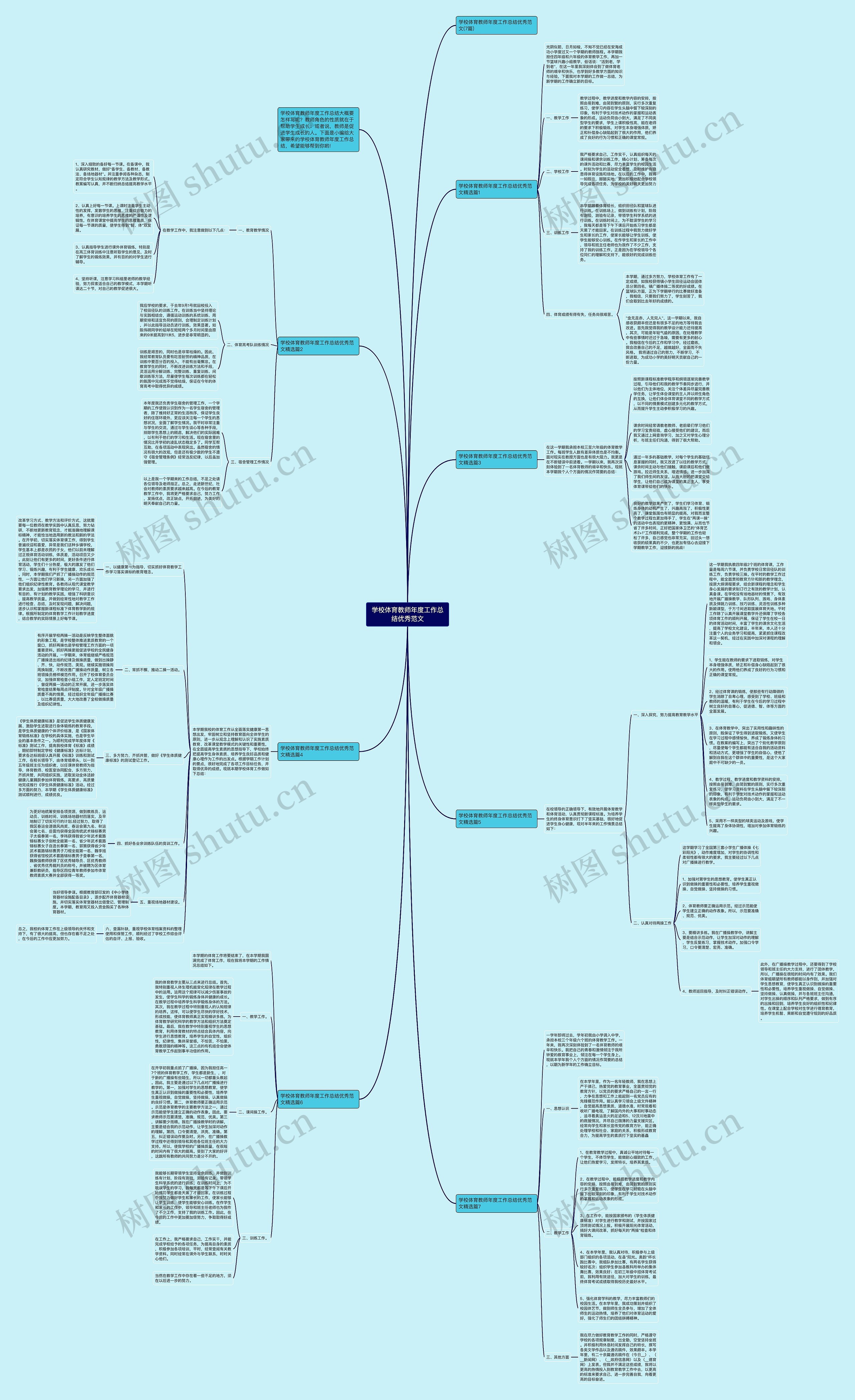 学校体育教师年度工作总结优秀范文思维导图