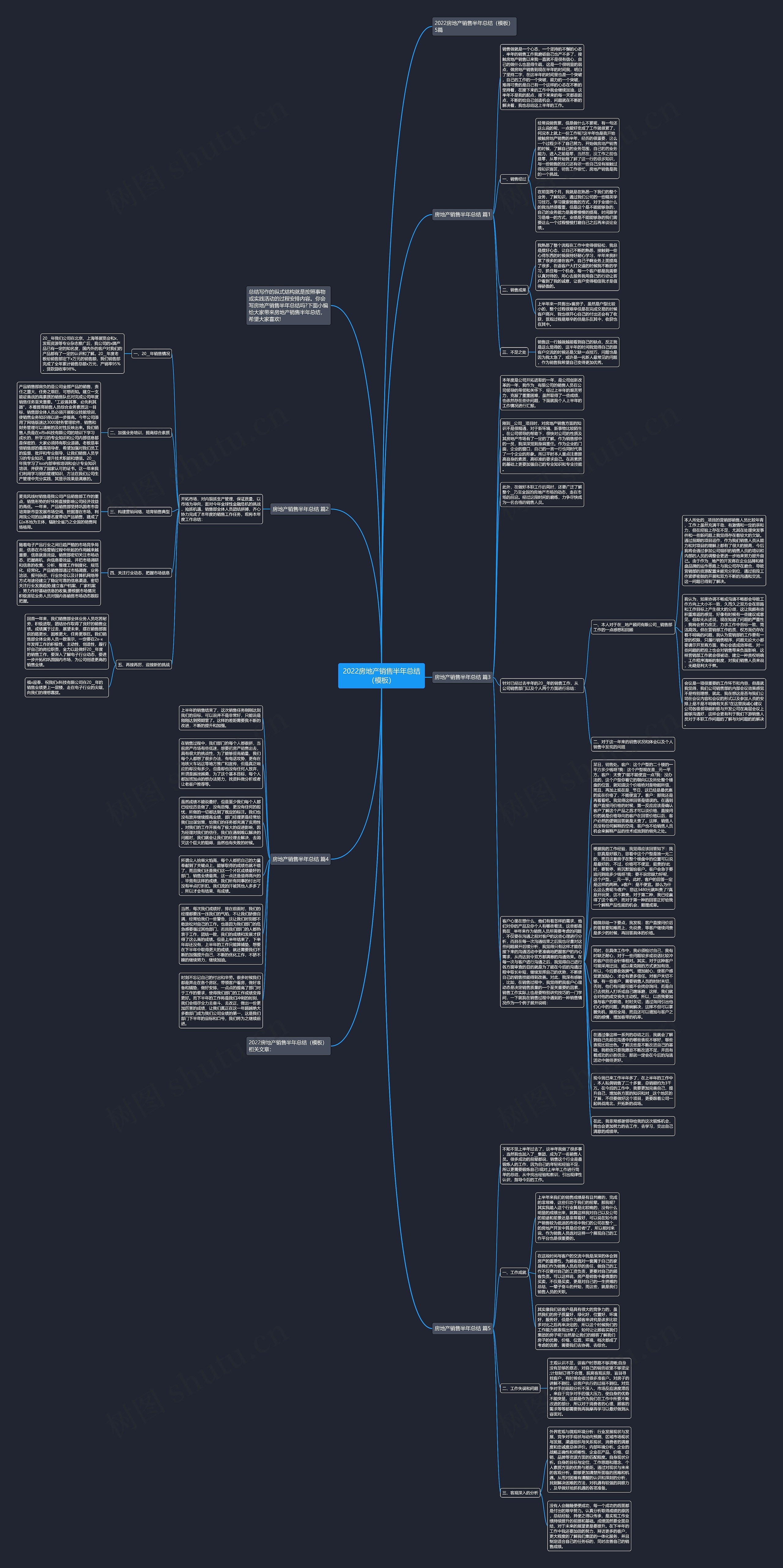 2022房地产销售半年总结（）思维导图