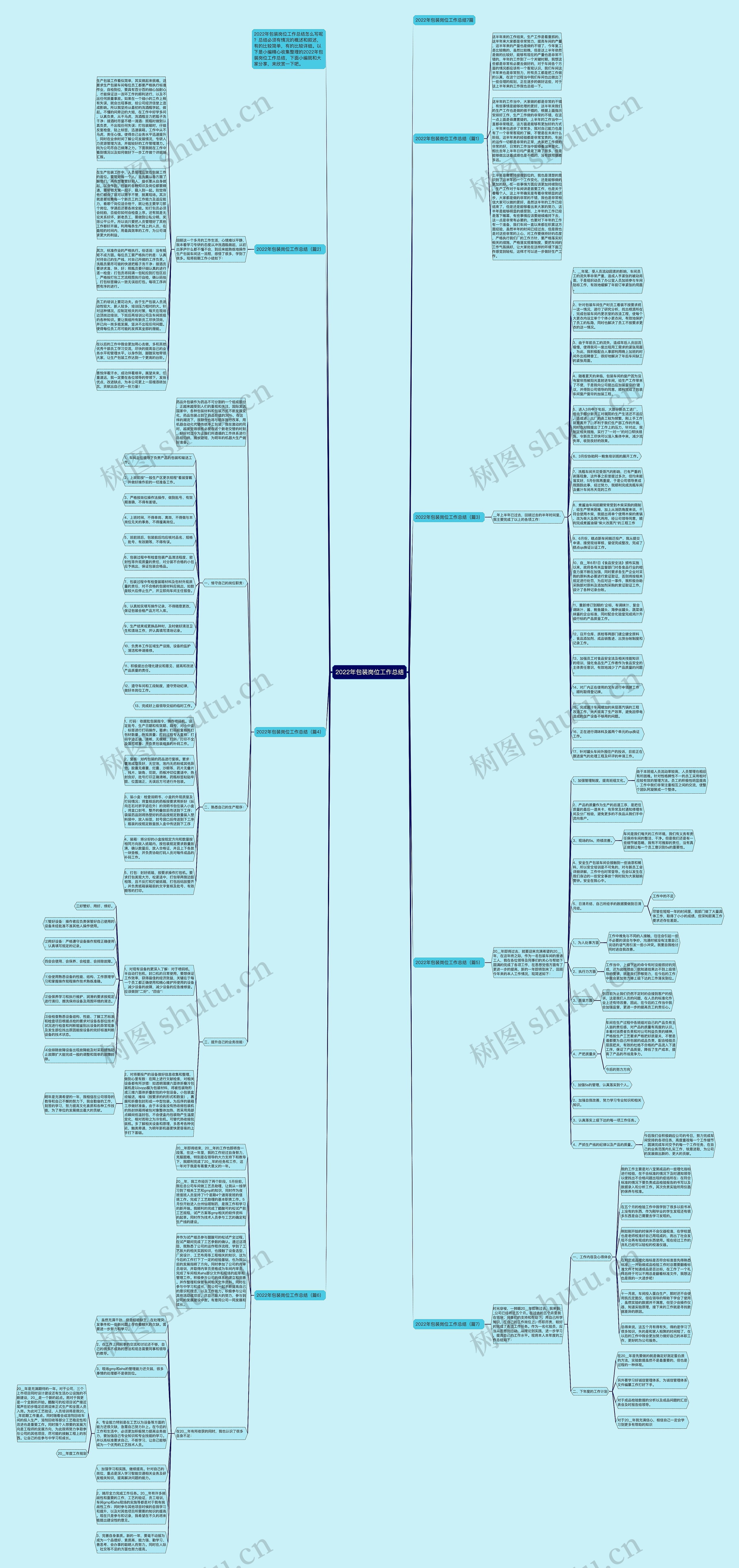 2022年包装岗位工作总结思维导图
