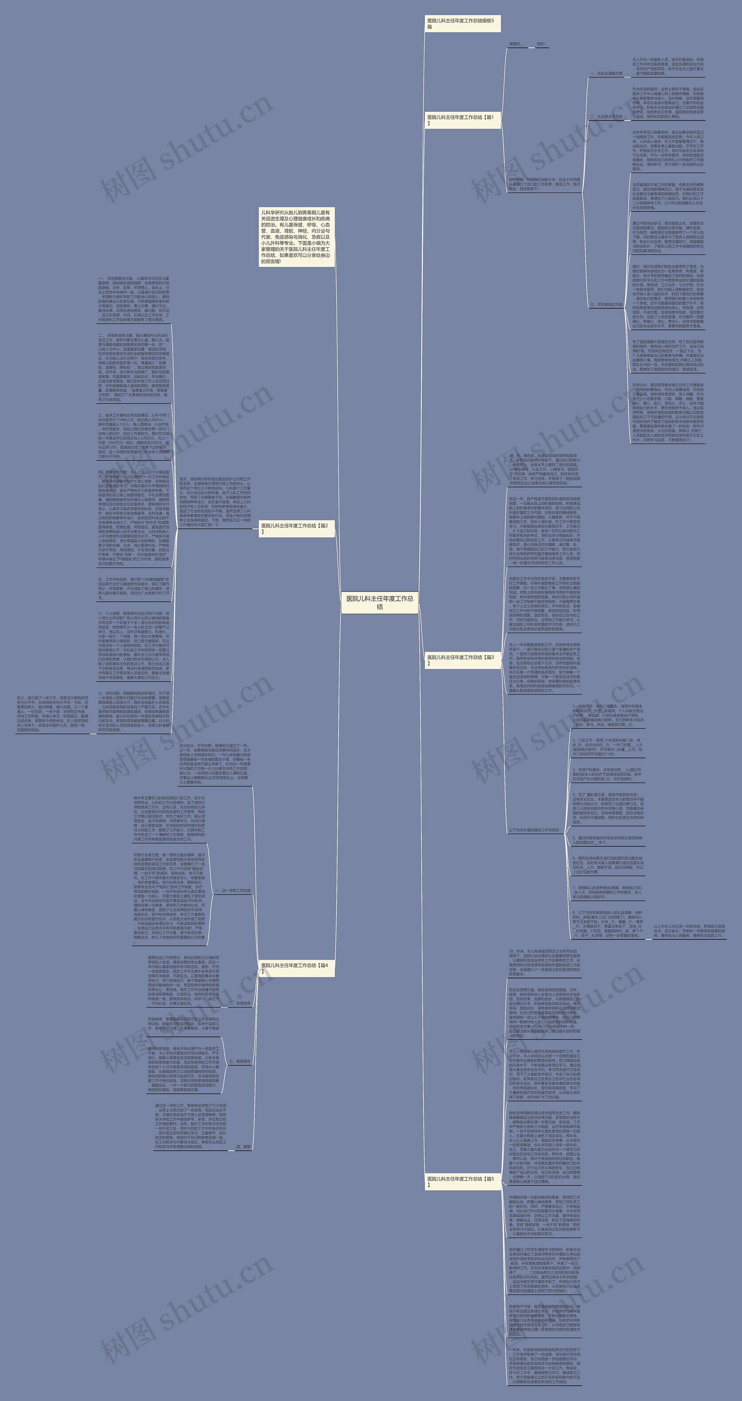 医院儿科主任年度工作总结思维导图