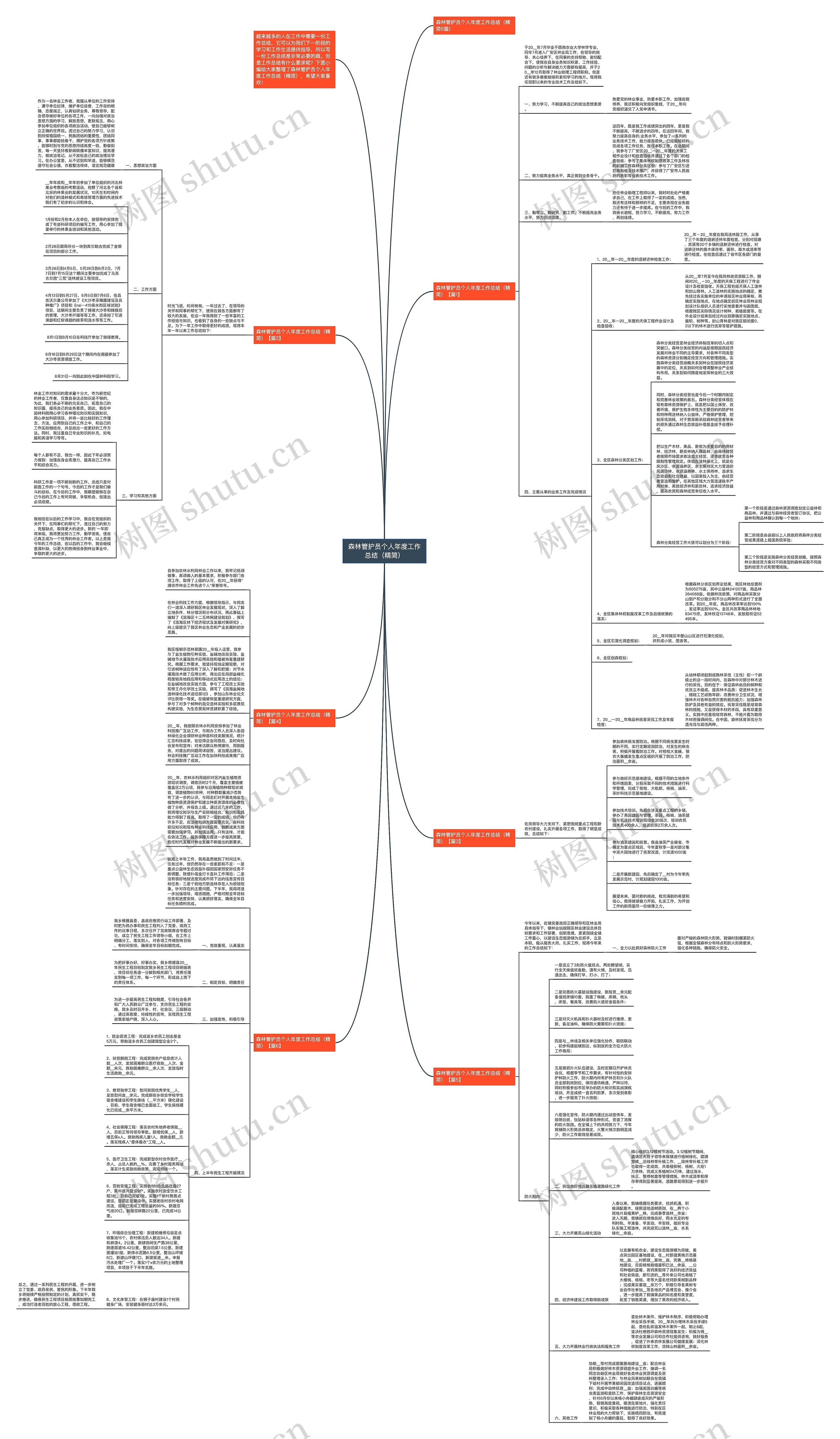 森林管护员个人年度工作总结（精简）思维导图