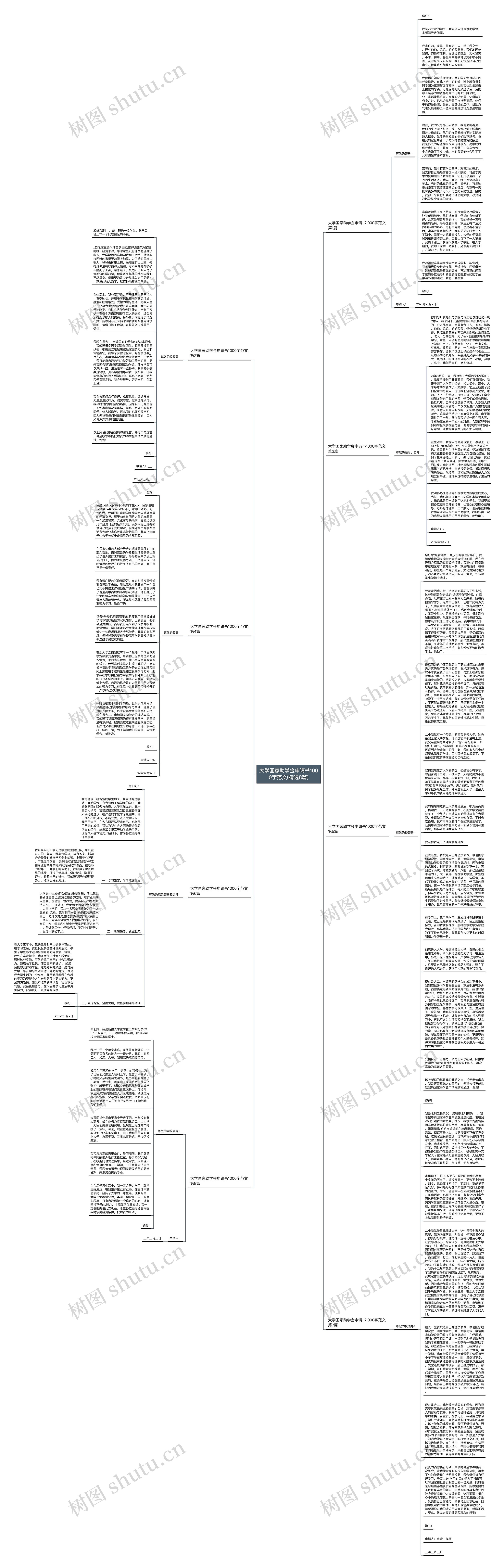 大学国家助学金申请书1000字范文(精选8篇)思维导图