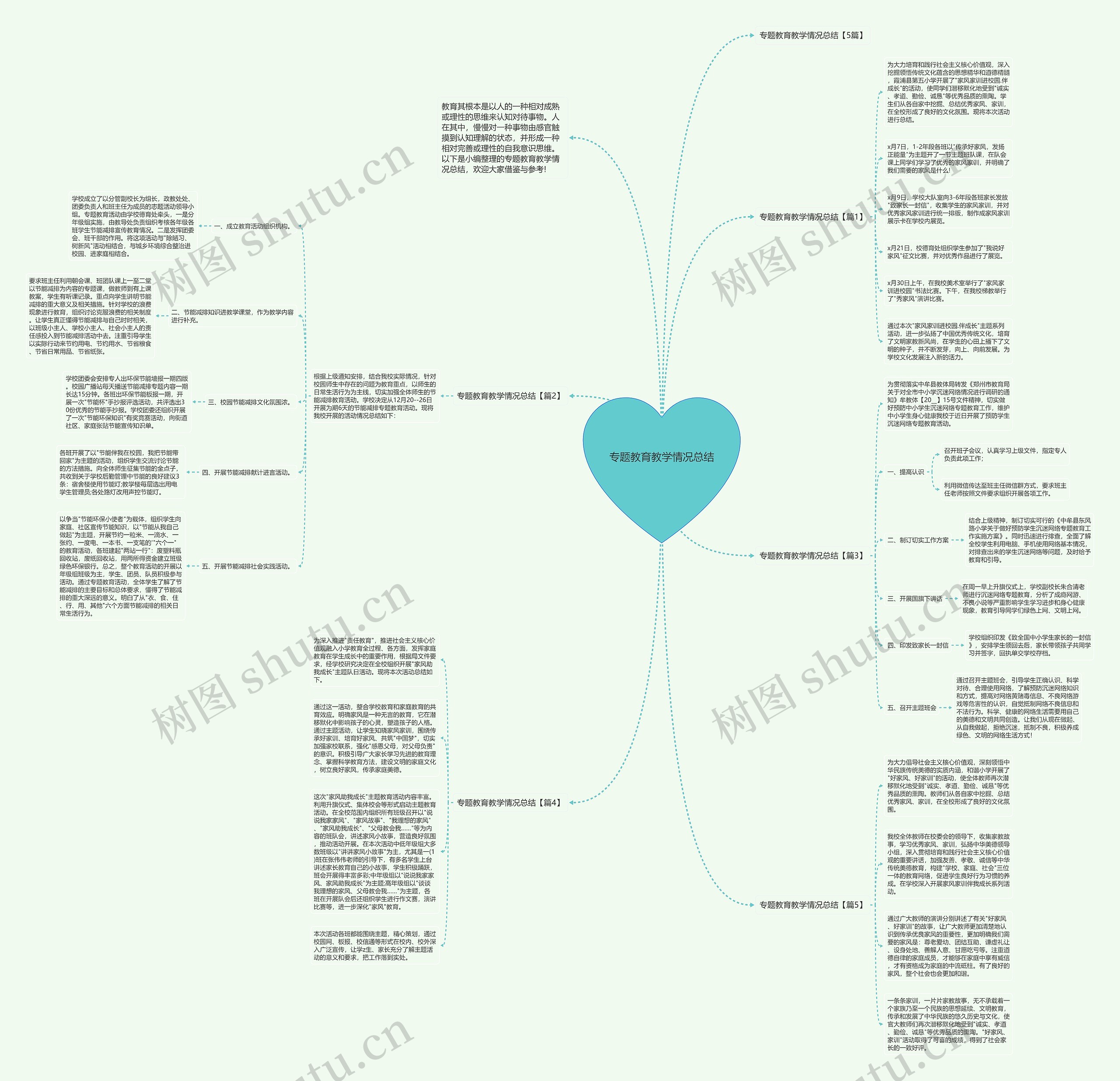 专题教育教学情况总结思维导图