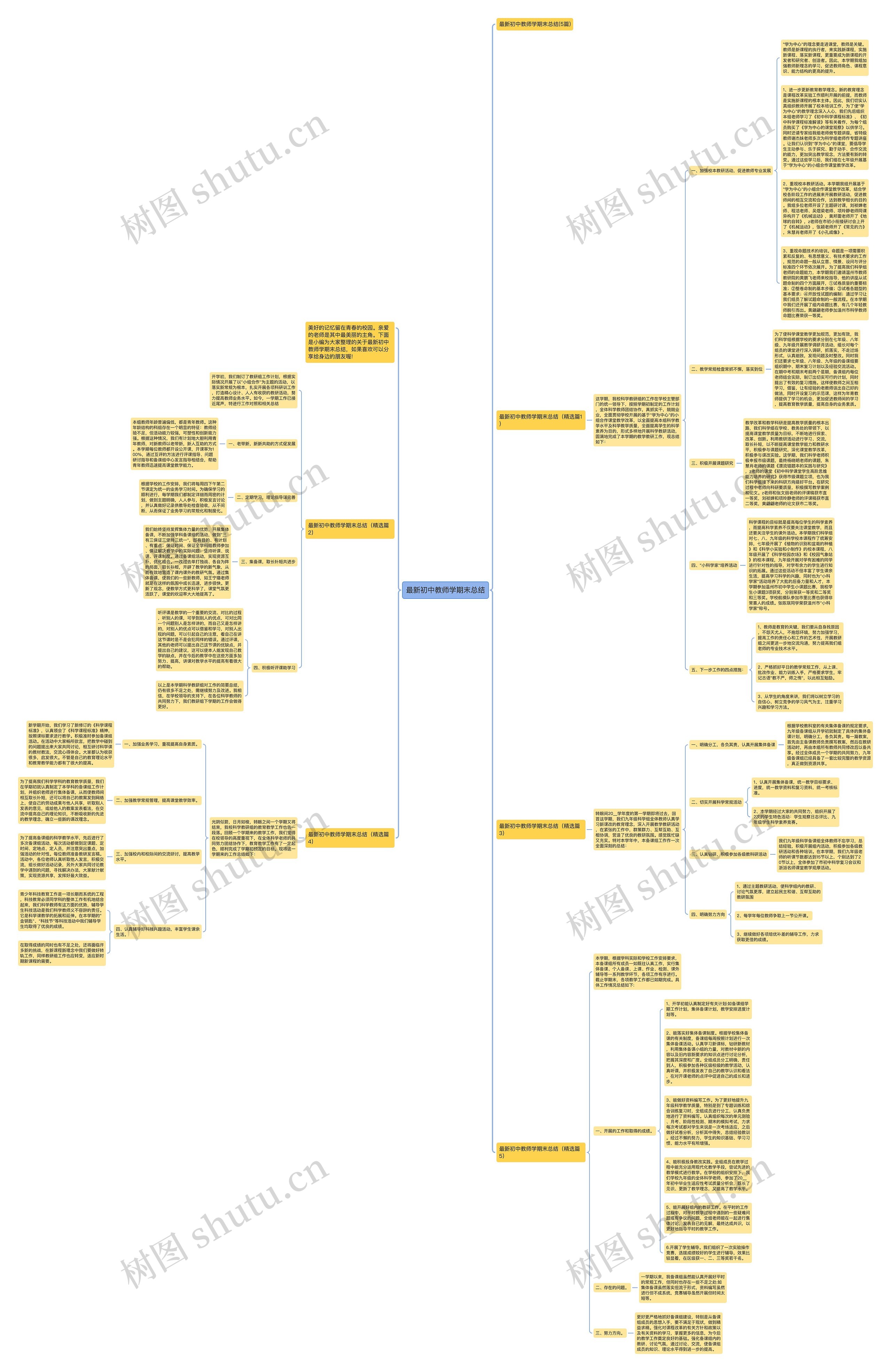 最新初中教师学期末总结思维导图