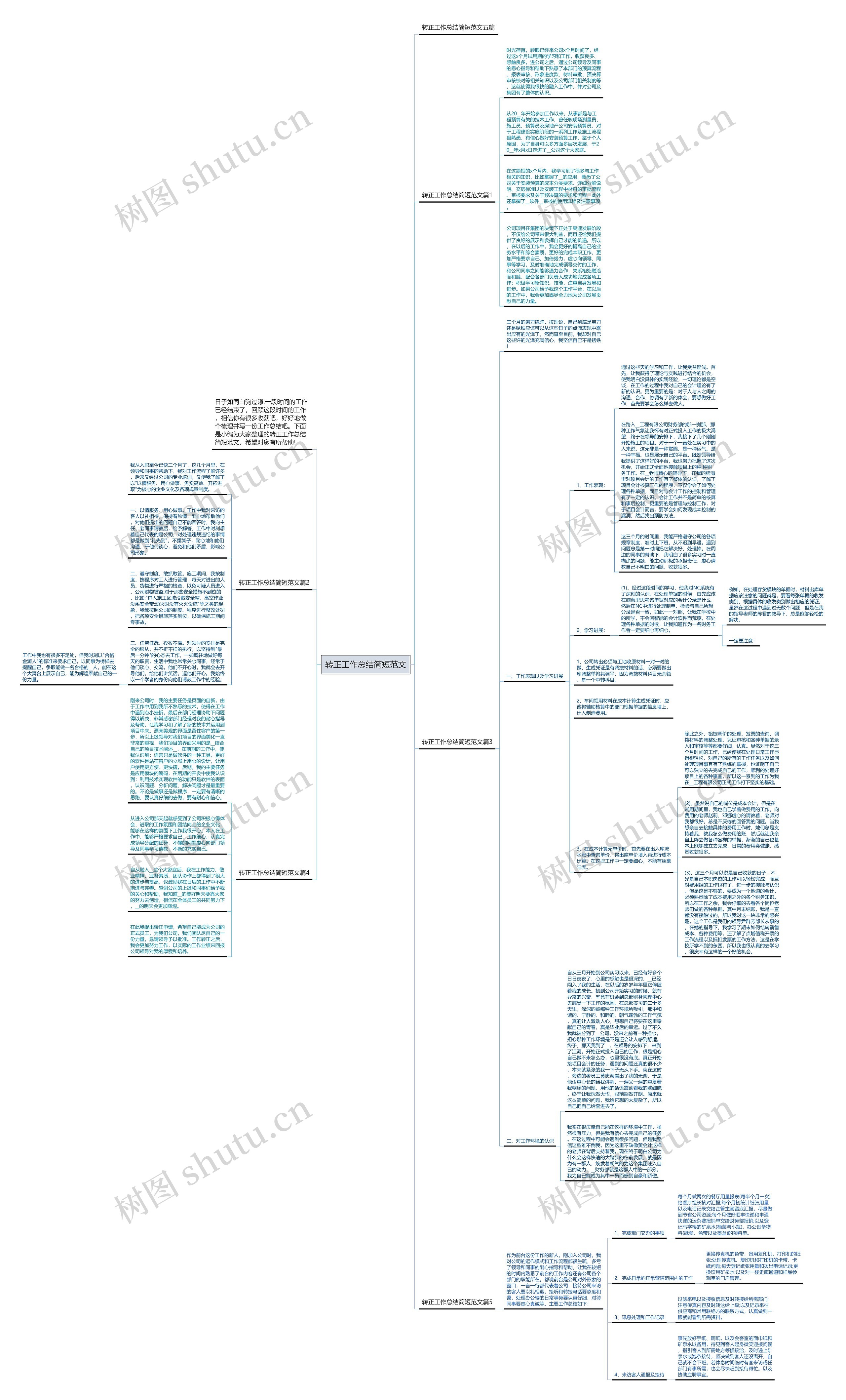 转正工作总结简短范文思维导图