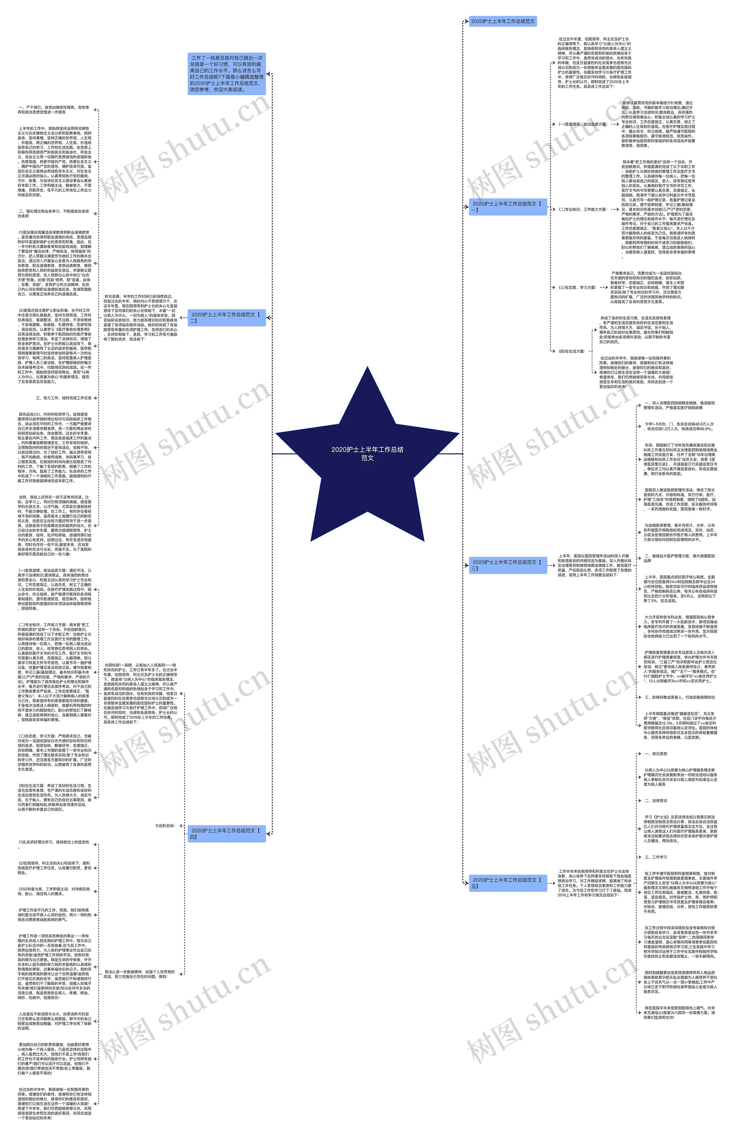 2020护士上半年工作总结范文思维导图