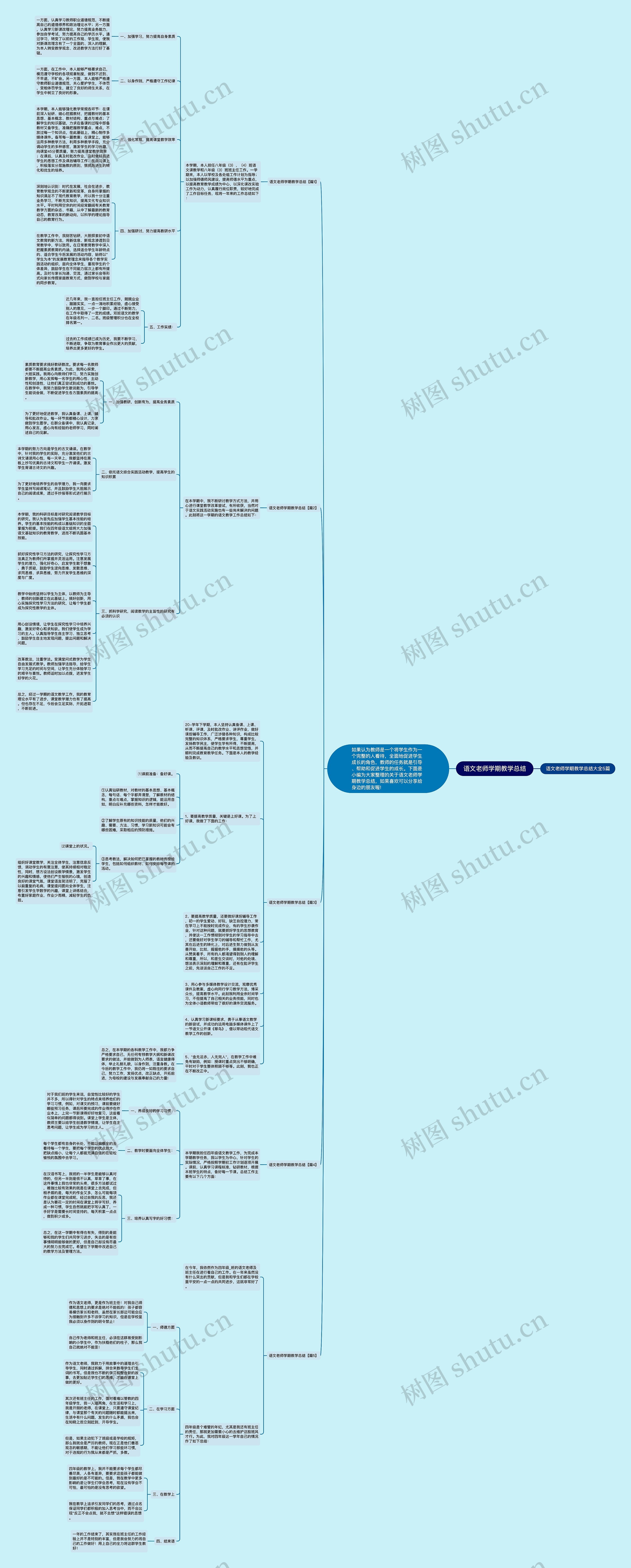语文老师学期教学总结思维导图