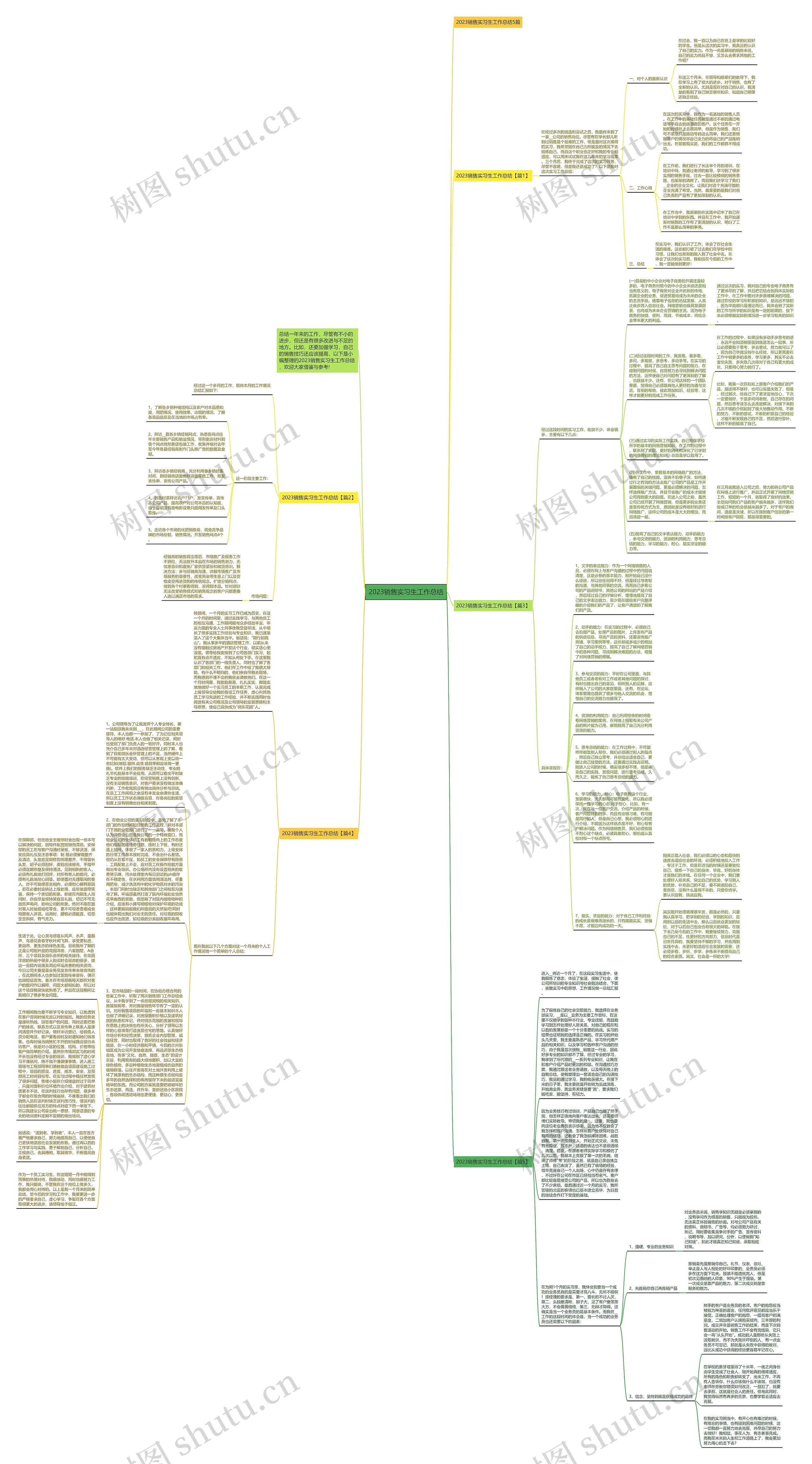2023销售实习生工作总结思维导图