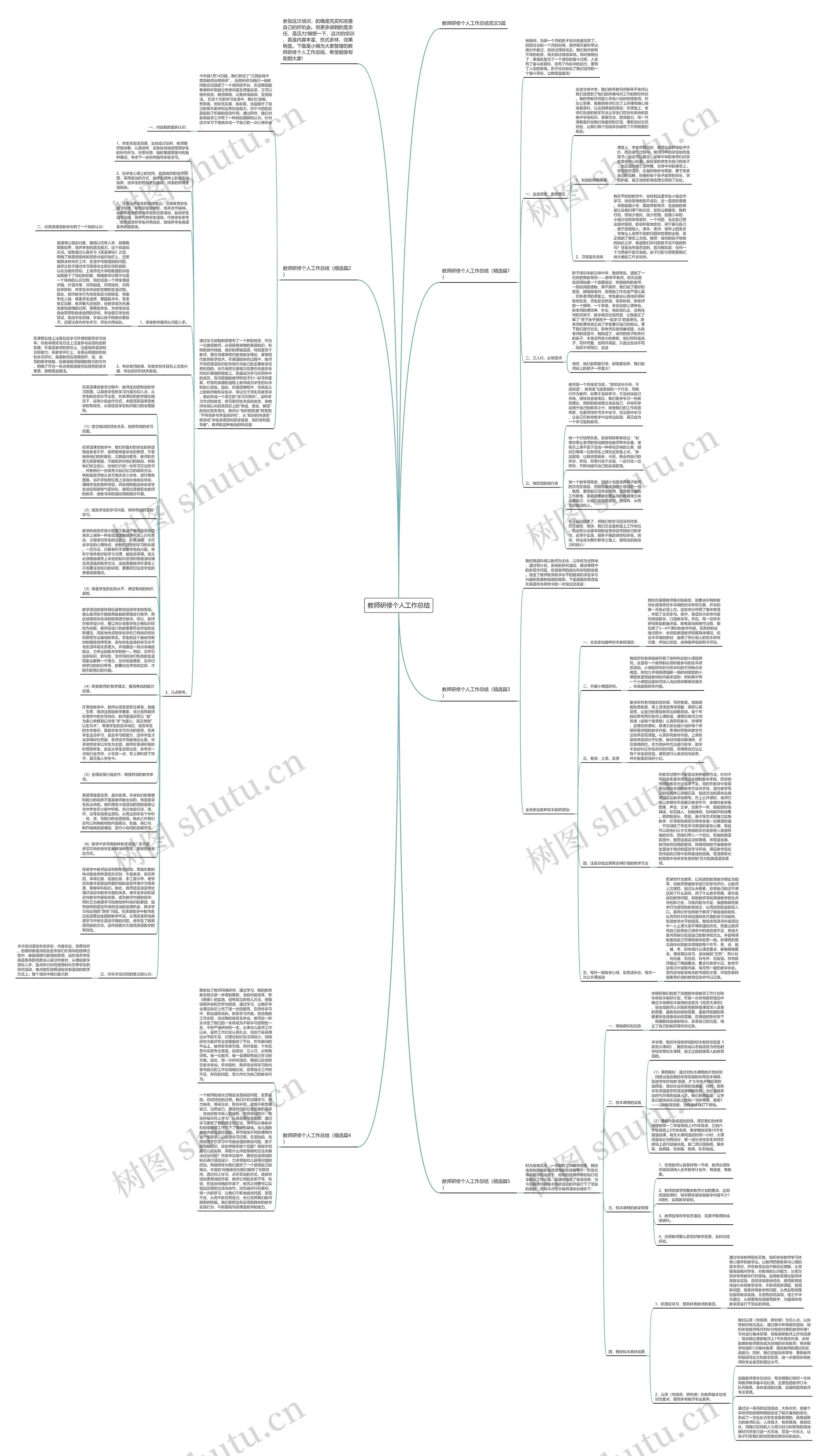 教师研修个人工作总结思维导图