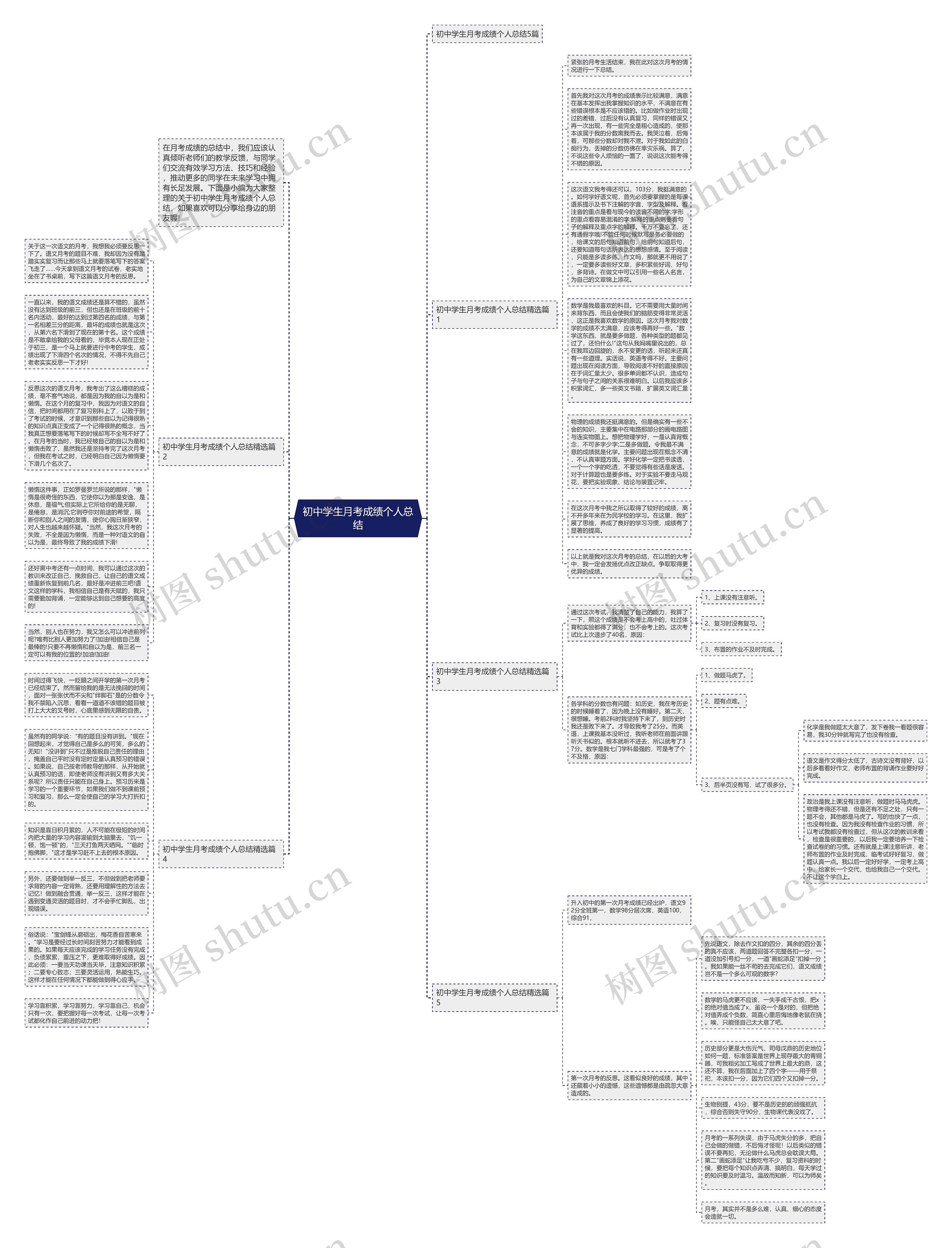 初中学生月考成绩个人总结思维导图