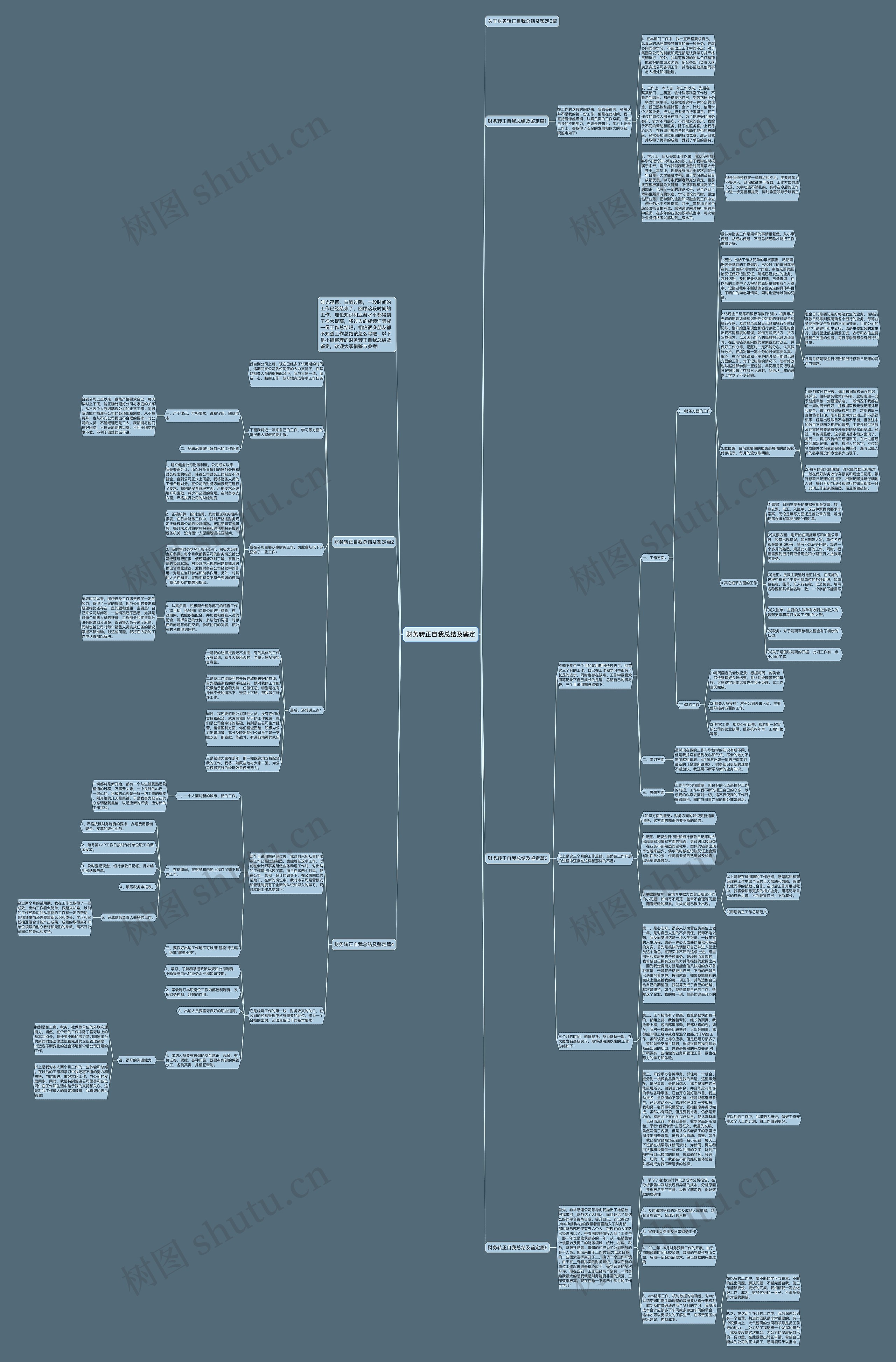 财务转正自我总结及鉴定思维导图