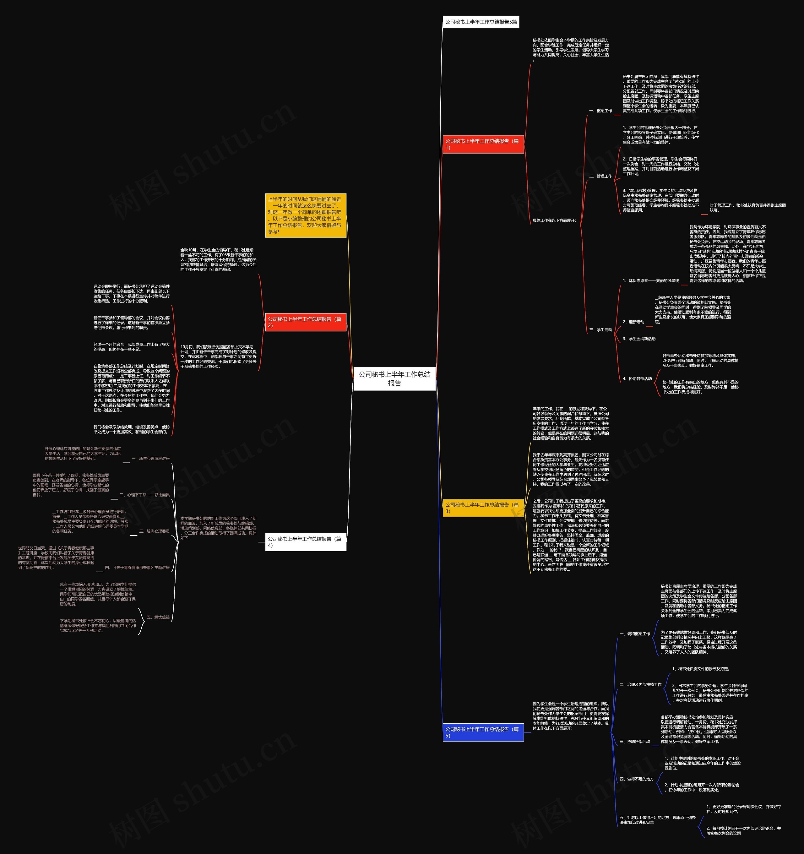 公司秘书上半年工作总结报告思维导图