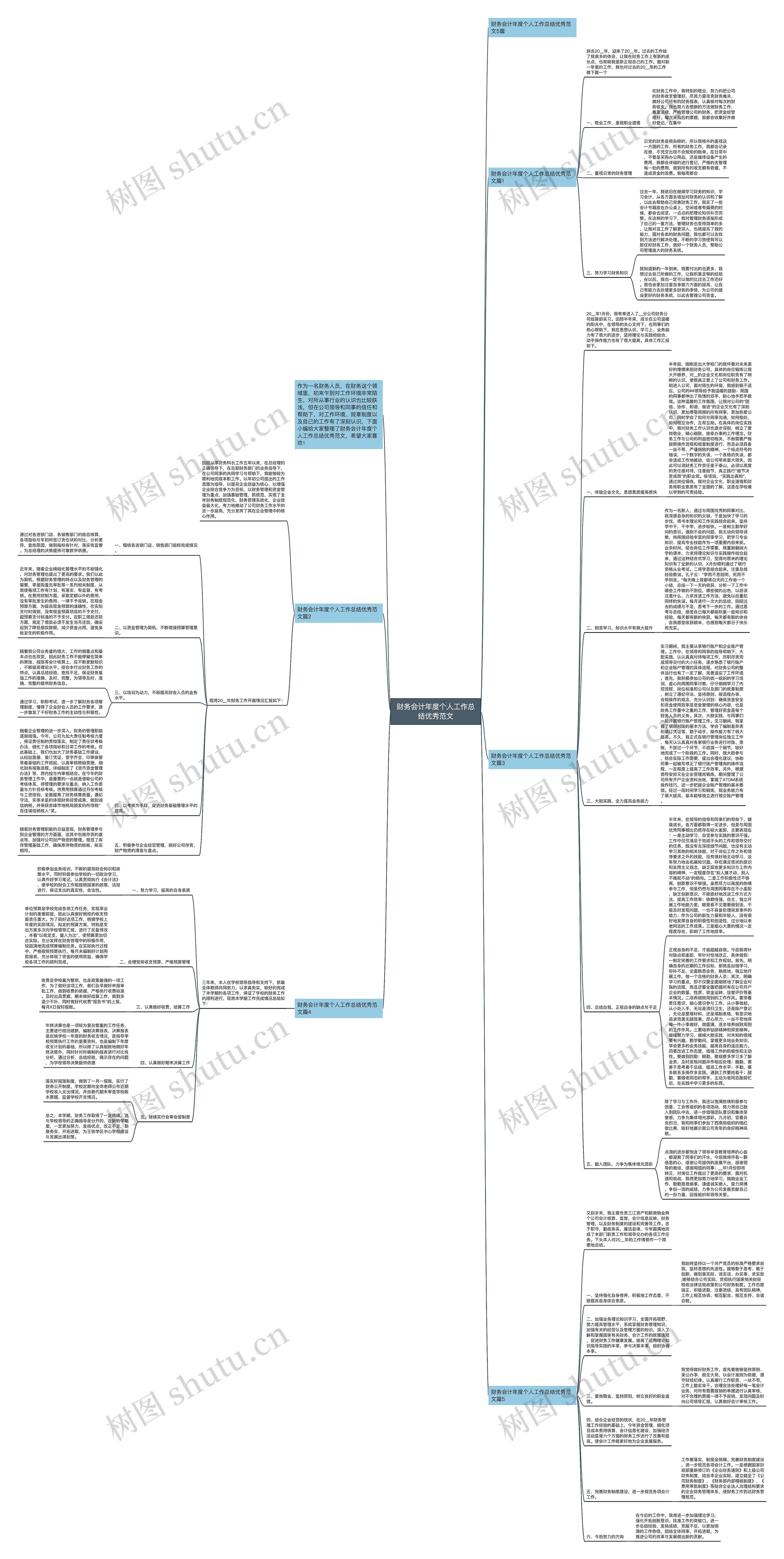 财务会计年度个人工作总结优秀范文思维导图