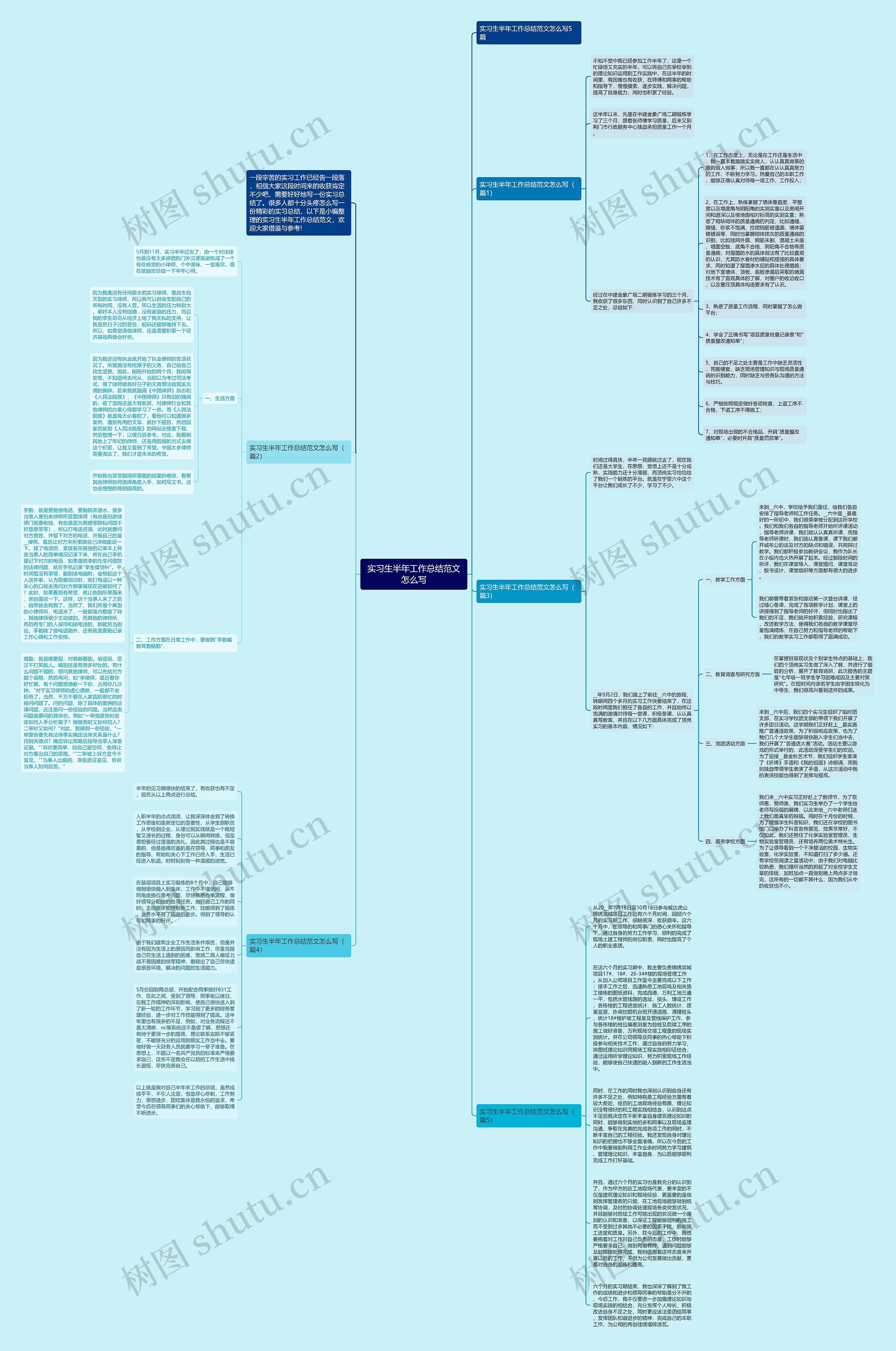 实习生半年工作总结范文怎么写思维导图
