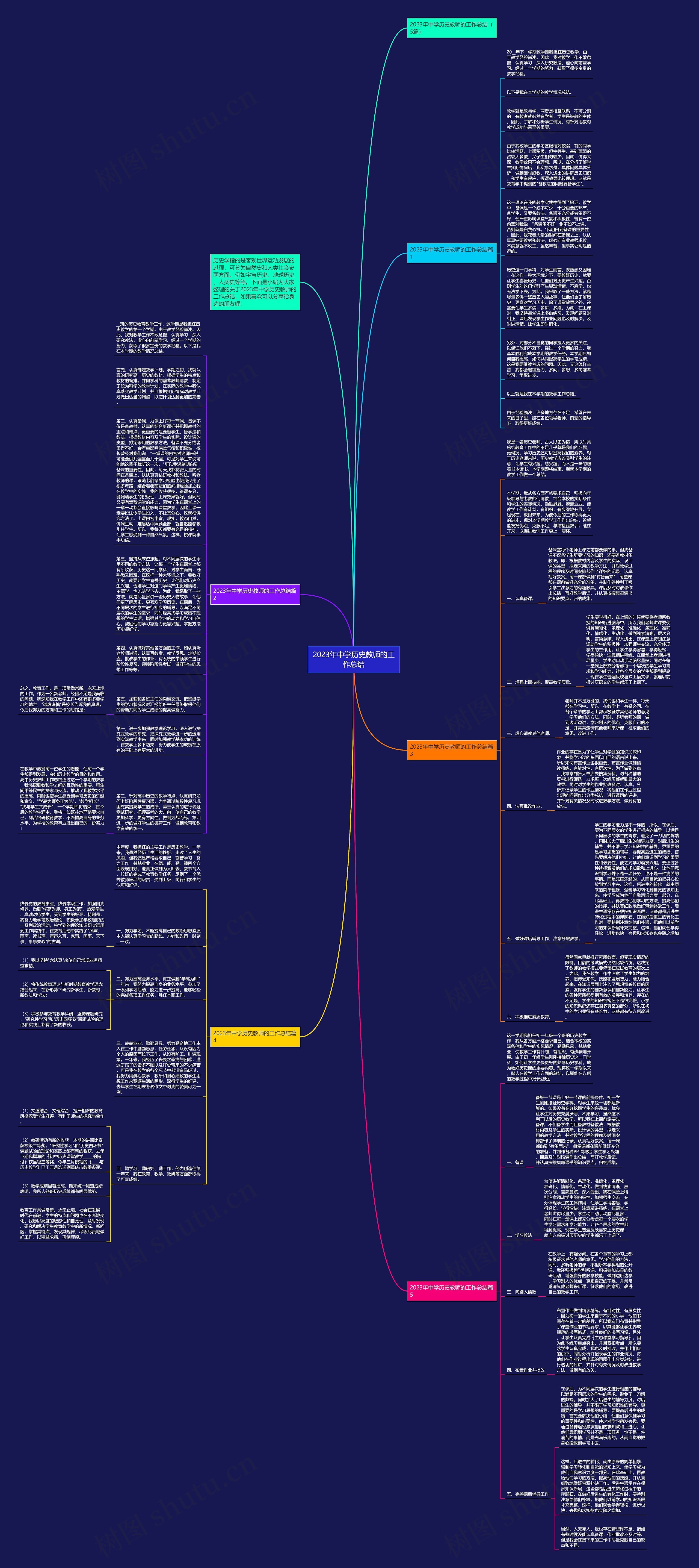 2023年中学历史教师的工作总结思维导图