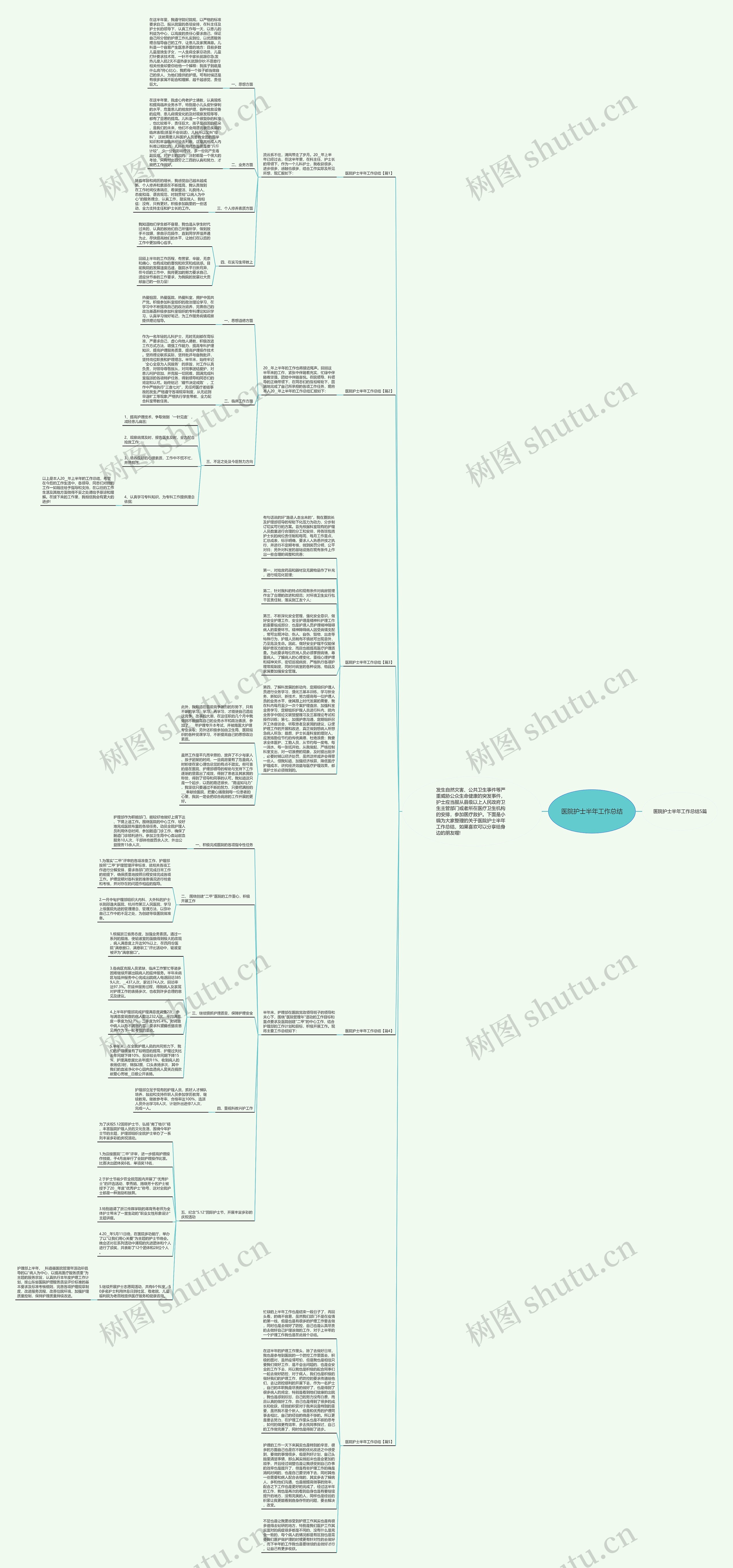 医院护士半年工作总结思维导图