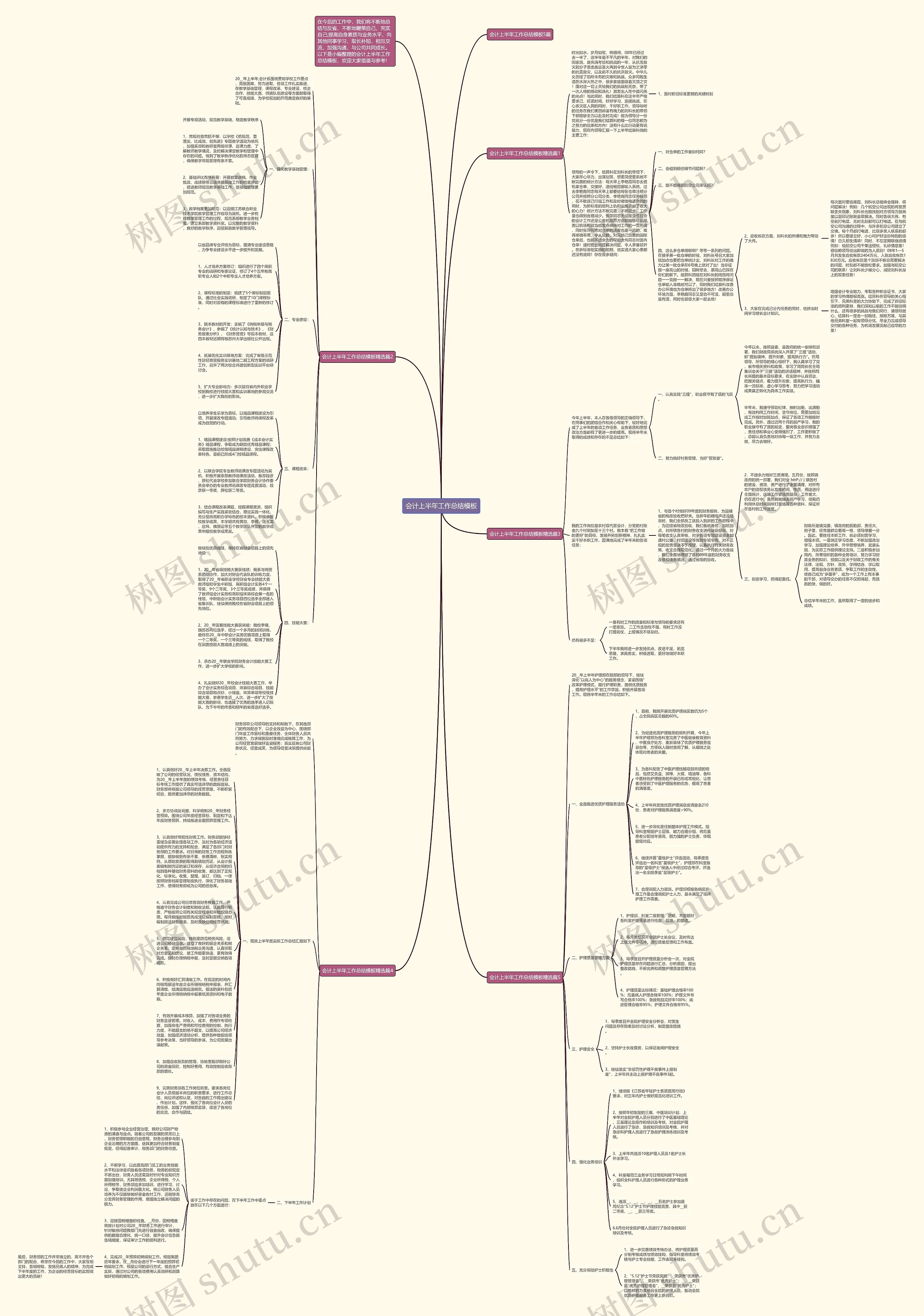 会计上半年工作总结思维导图