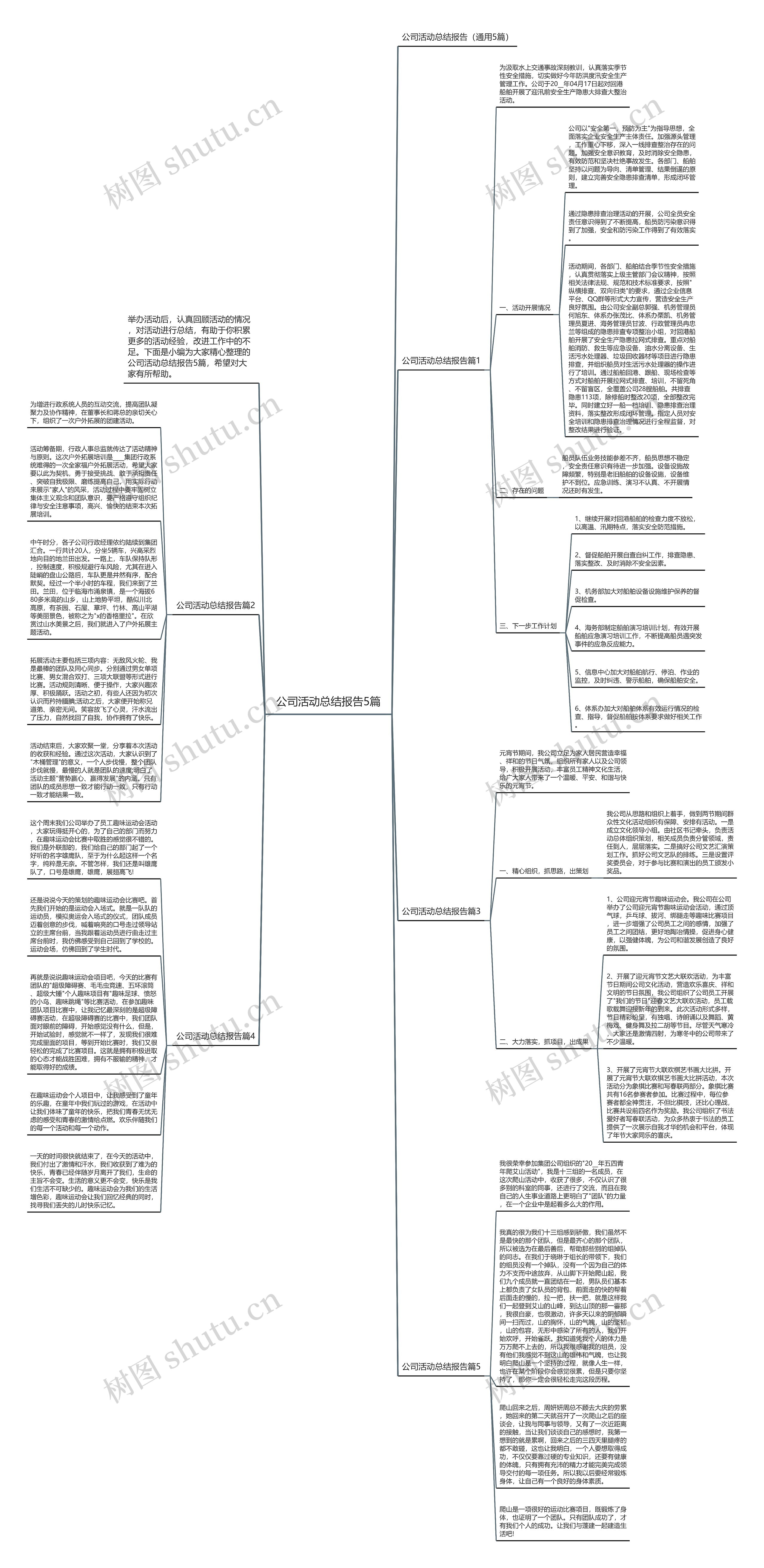 公司活动总结报告5篇思维导图