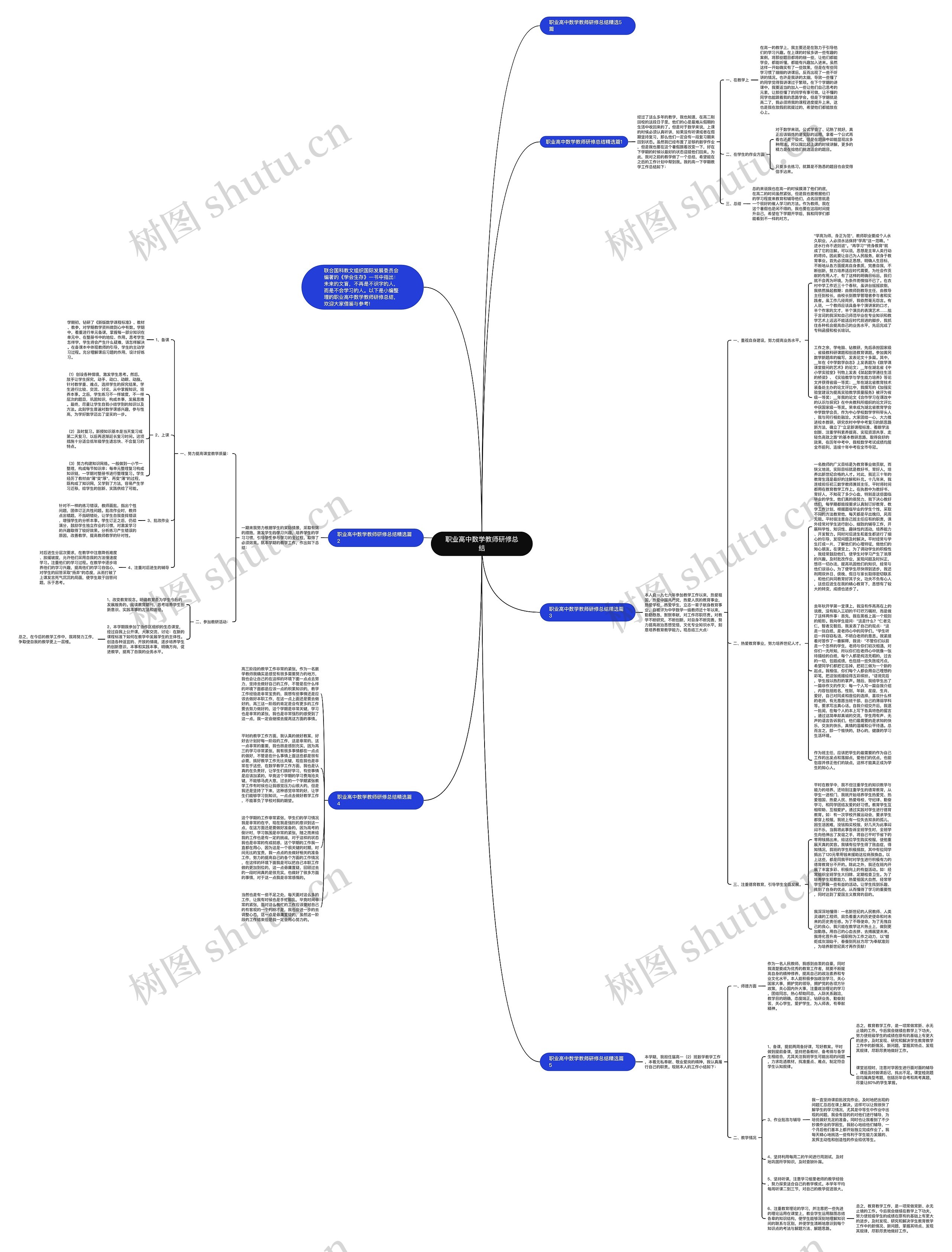 职业高中数学教师研修总结思维导图