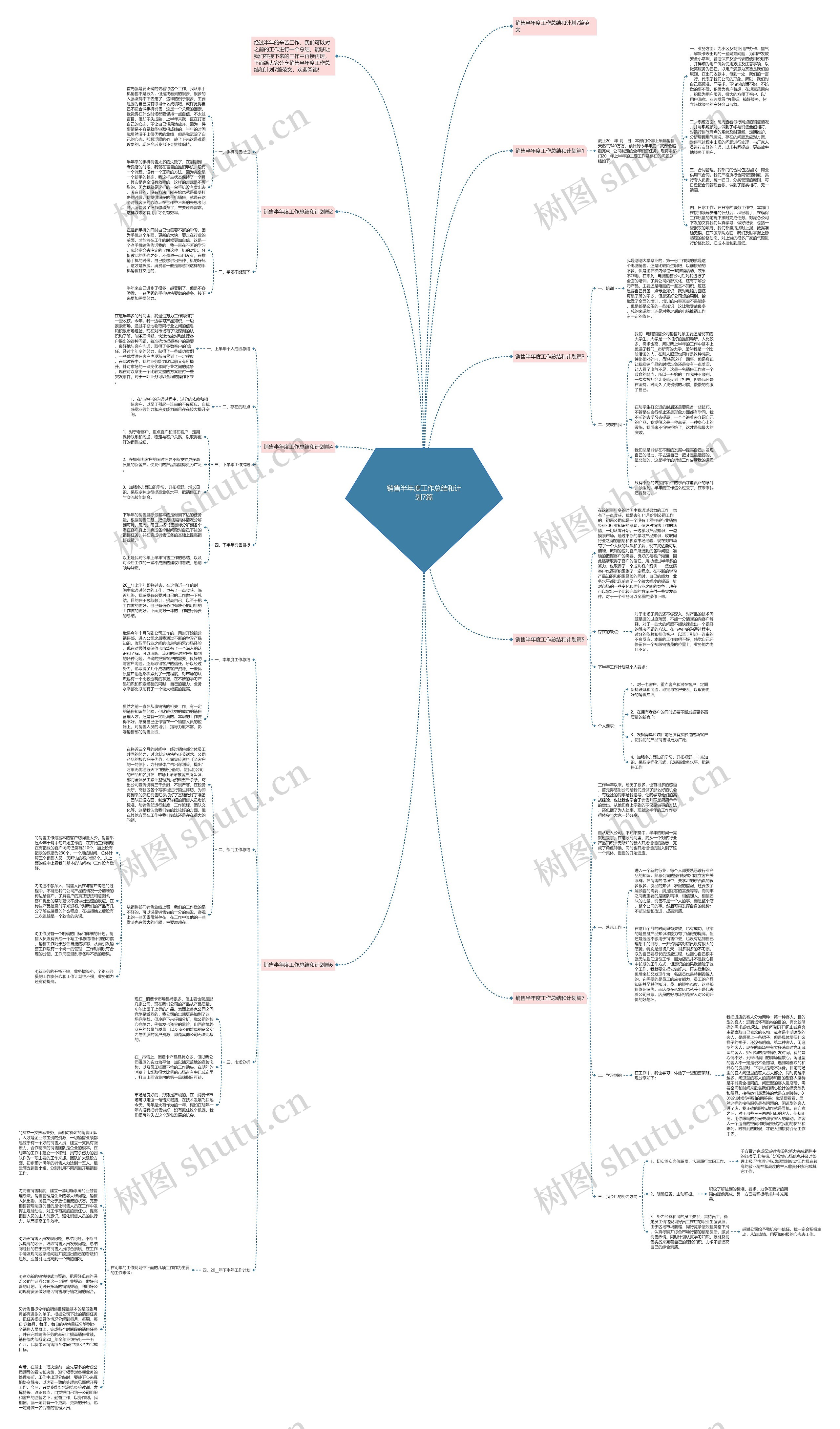 销售半年度工作总结和计划7篇思维导图