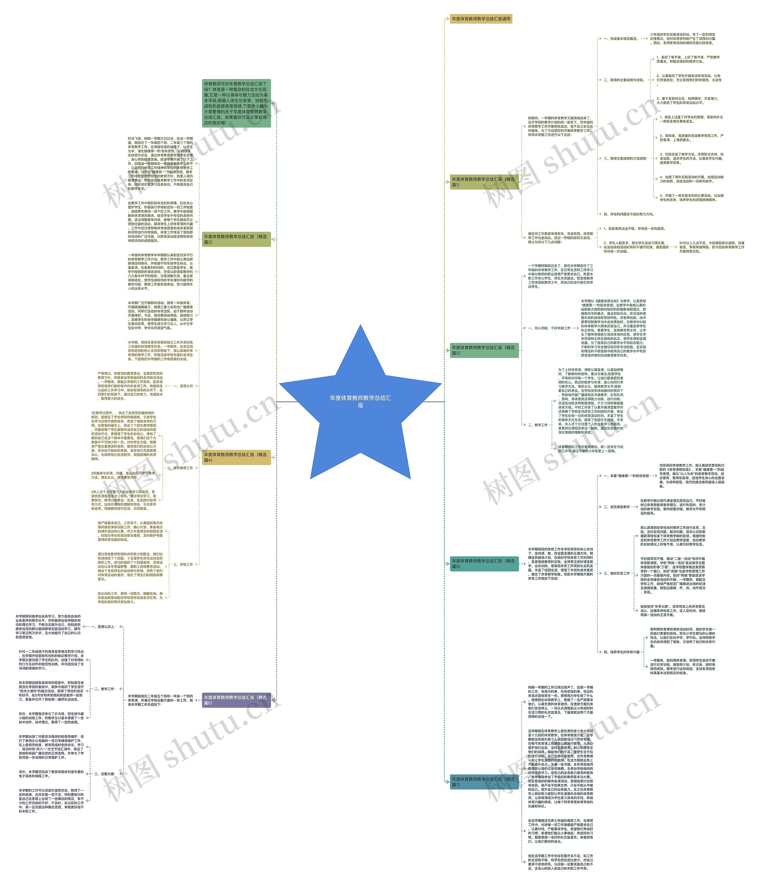 年度体育教师教学总结汇报思维导图