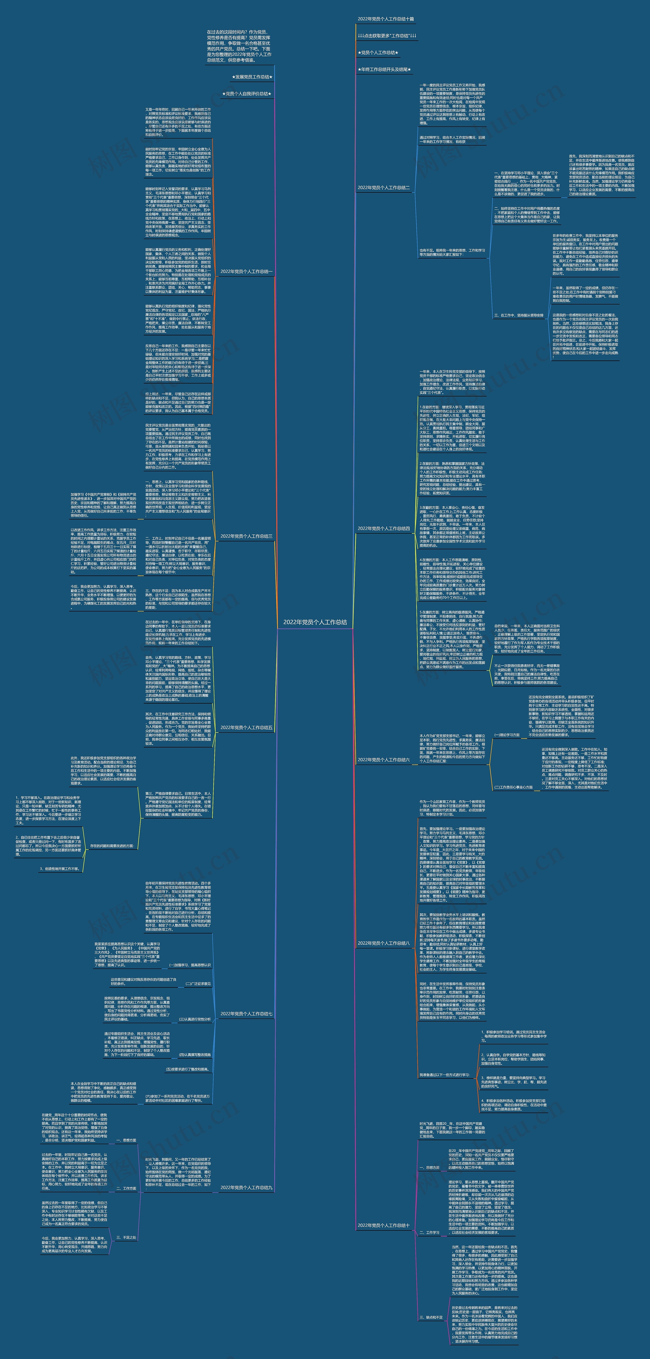 2022年党员个人工作总结思维导图