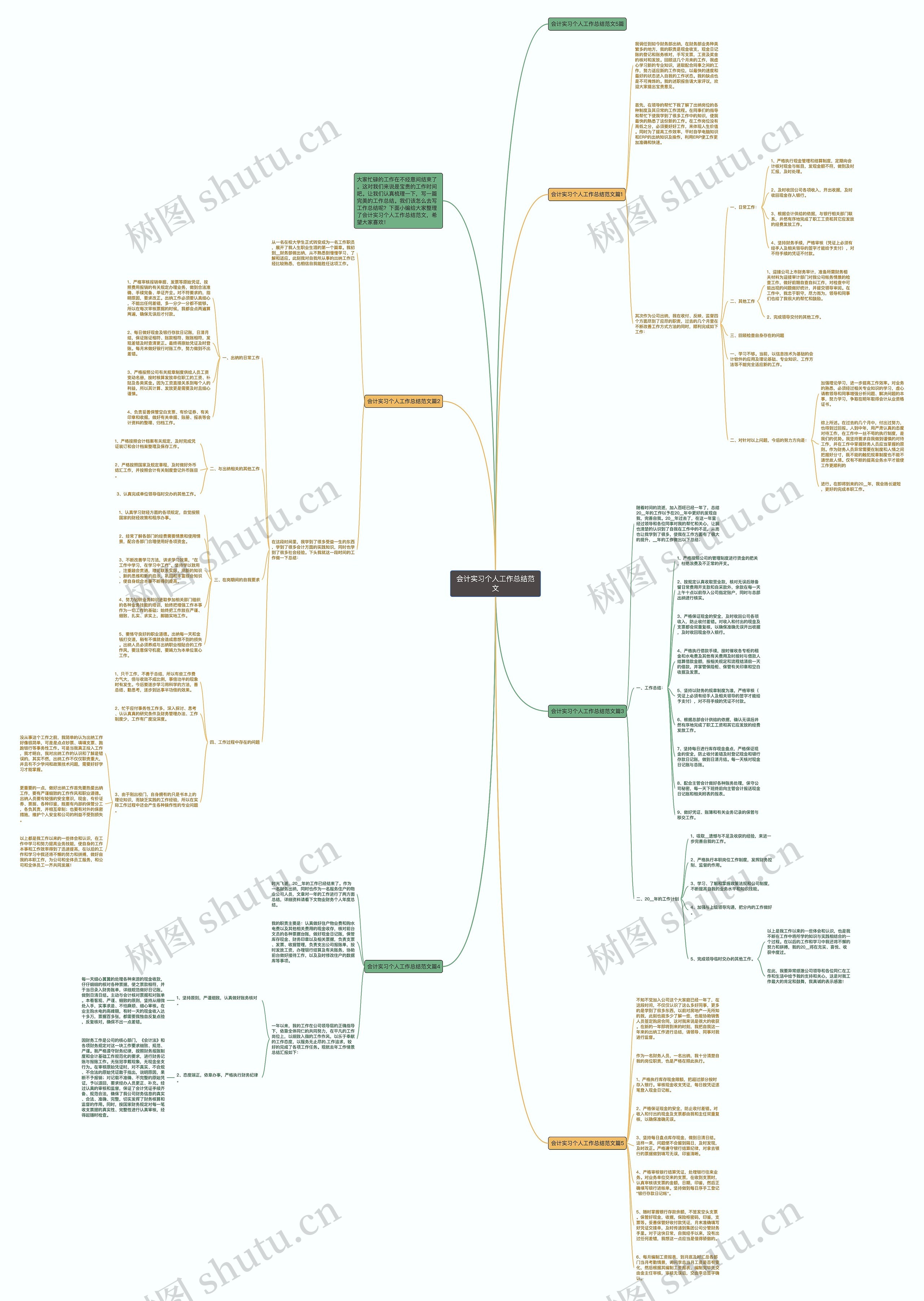 会计实习个人工作总结范文思维导图