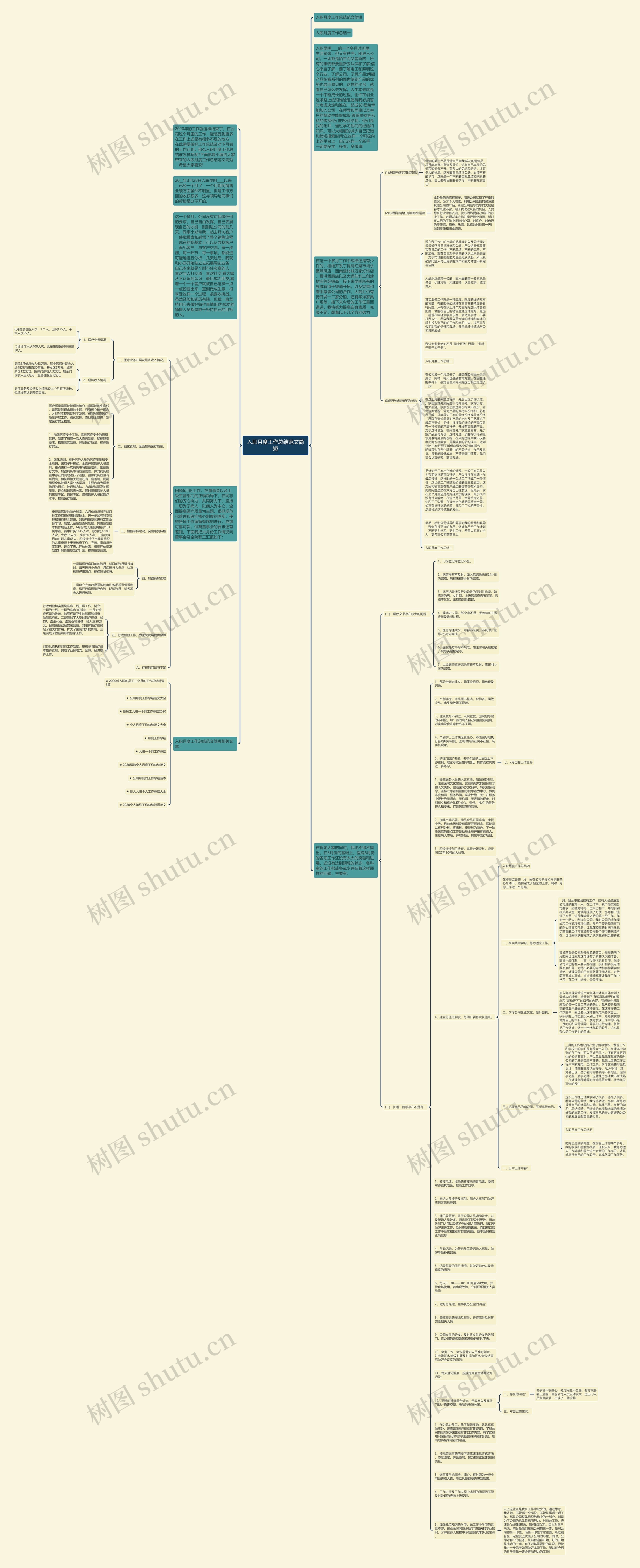 入职月度工作总结范文简短思维导图高清图 入职月度工作总结范文简短思维导图