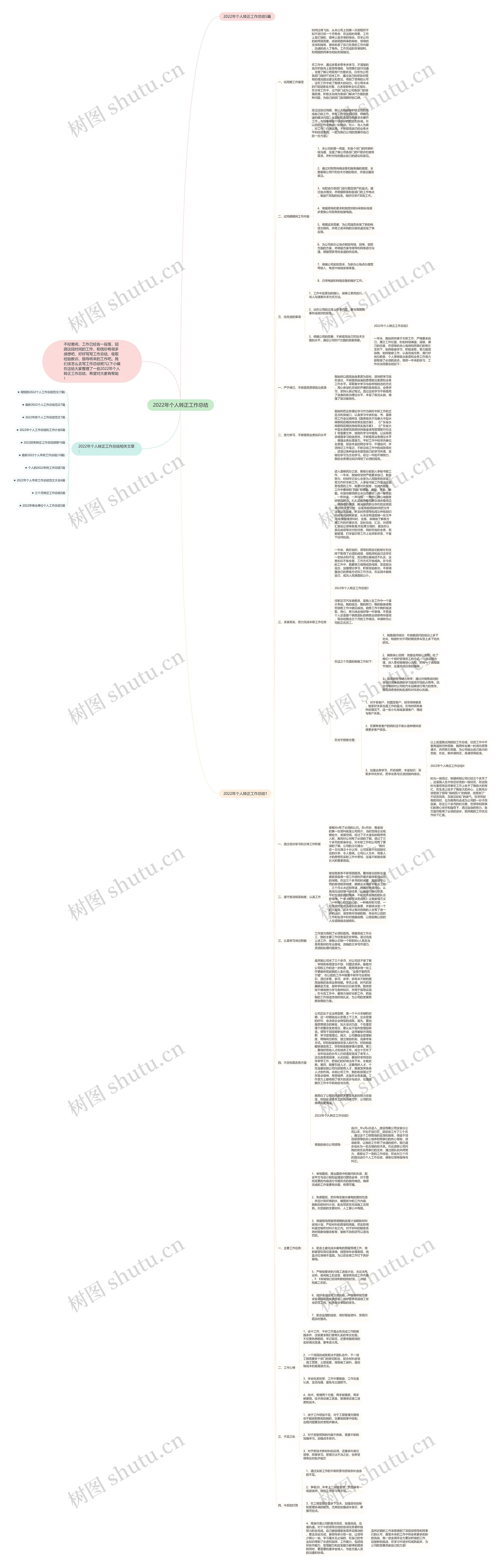 2022年个人转正工作总结思维导图
