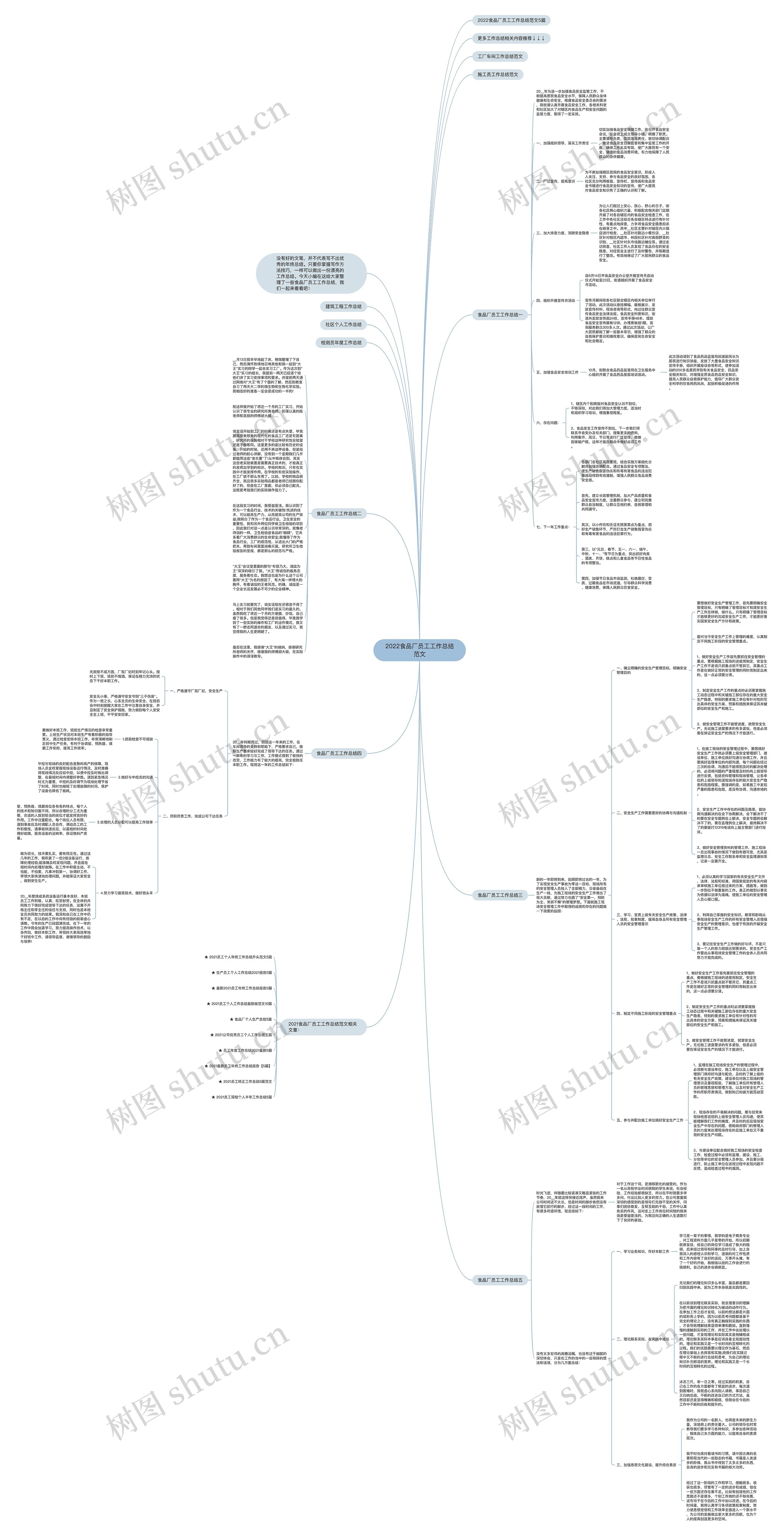 2022食品厂员工工作总结范文思维导图