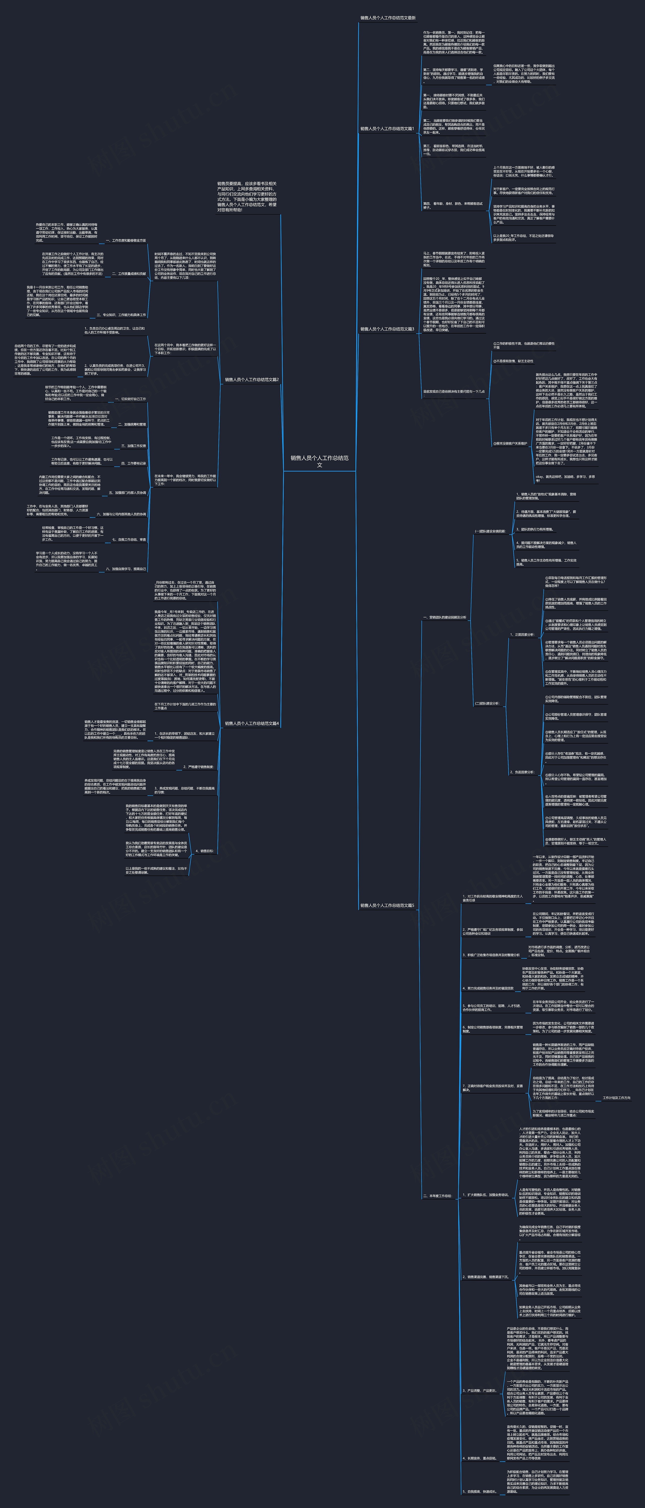 销售人员个人工作总结范文思维导图