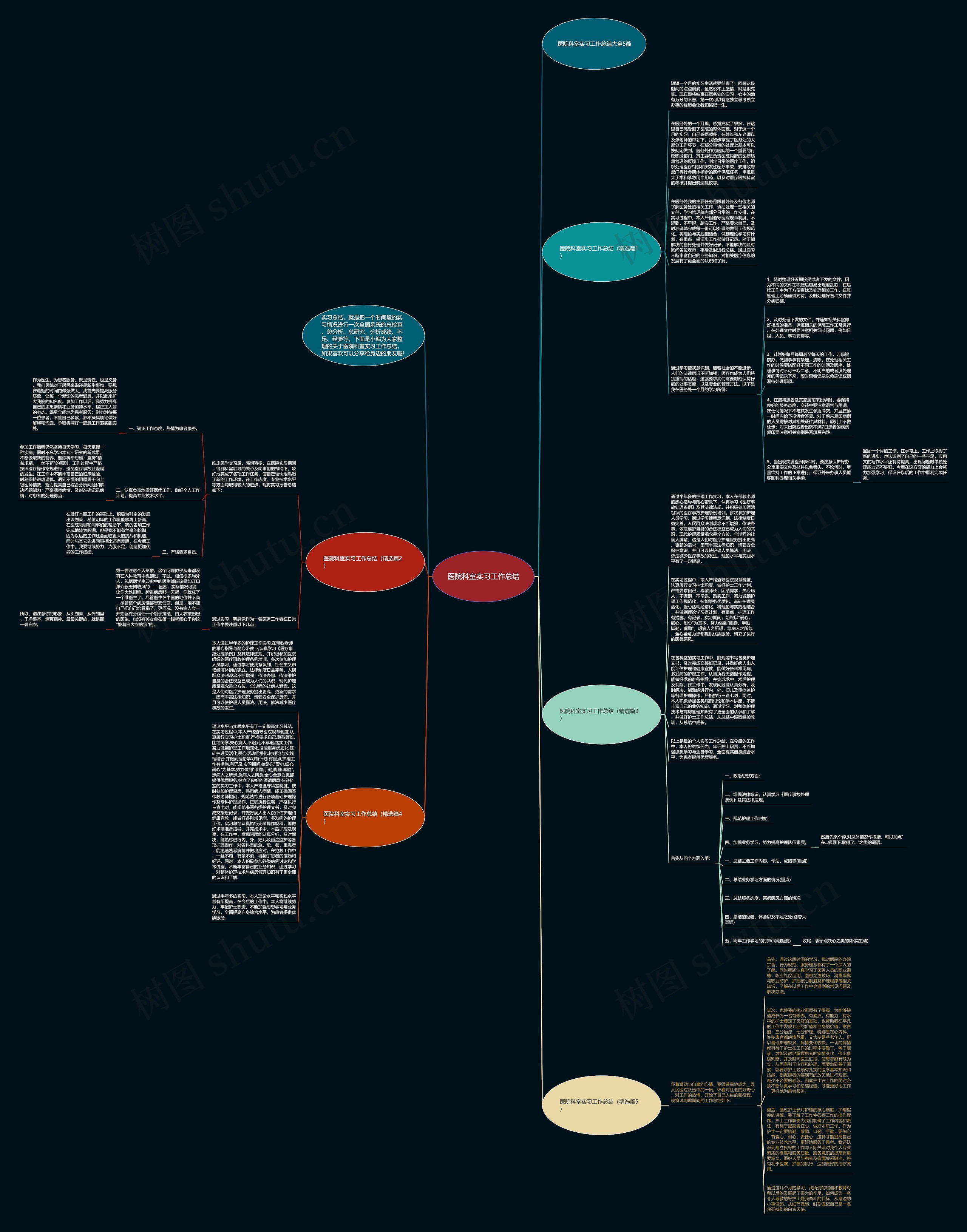 医院科室实习工作总结思维导图