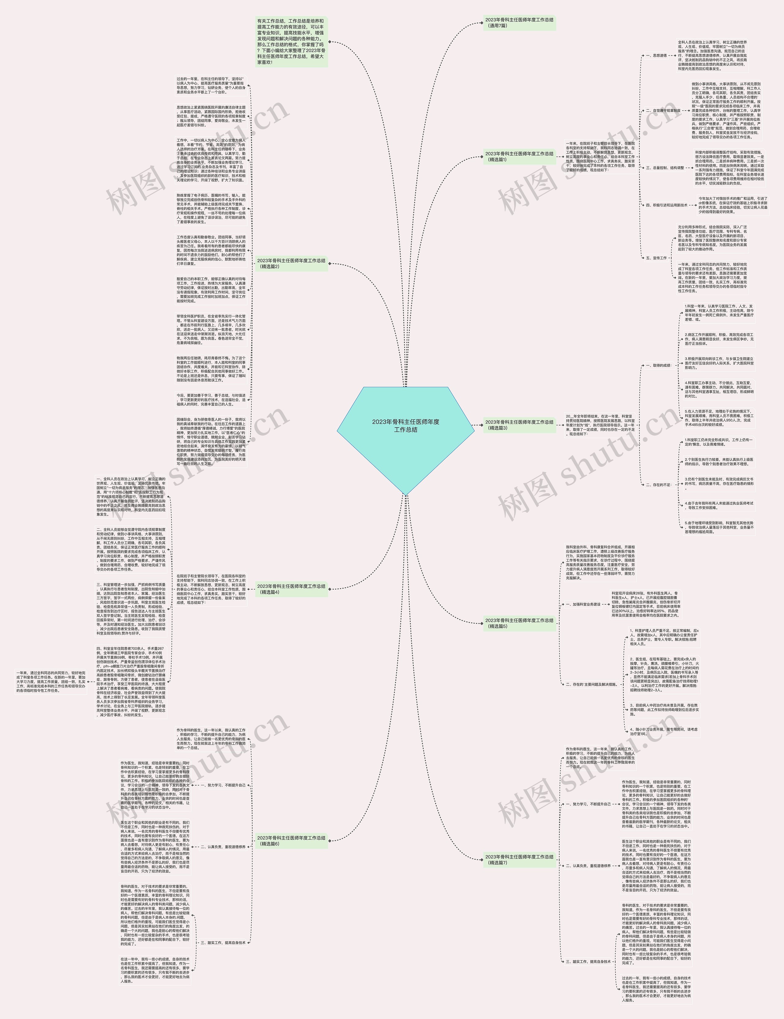 2023年骨科主任医师年度工作总结思维导图
