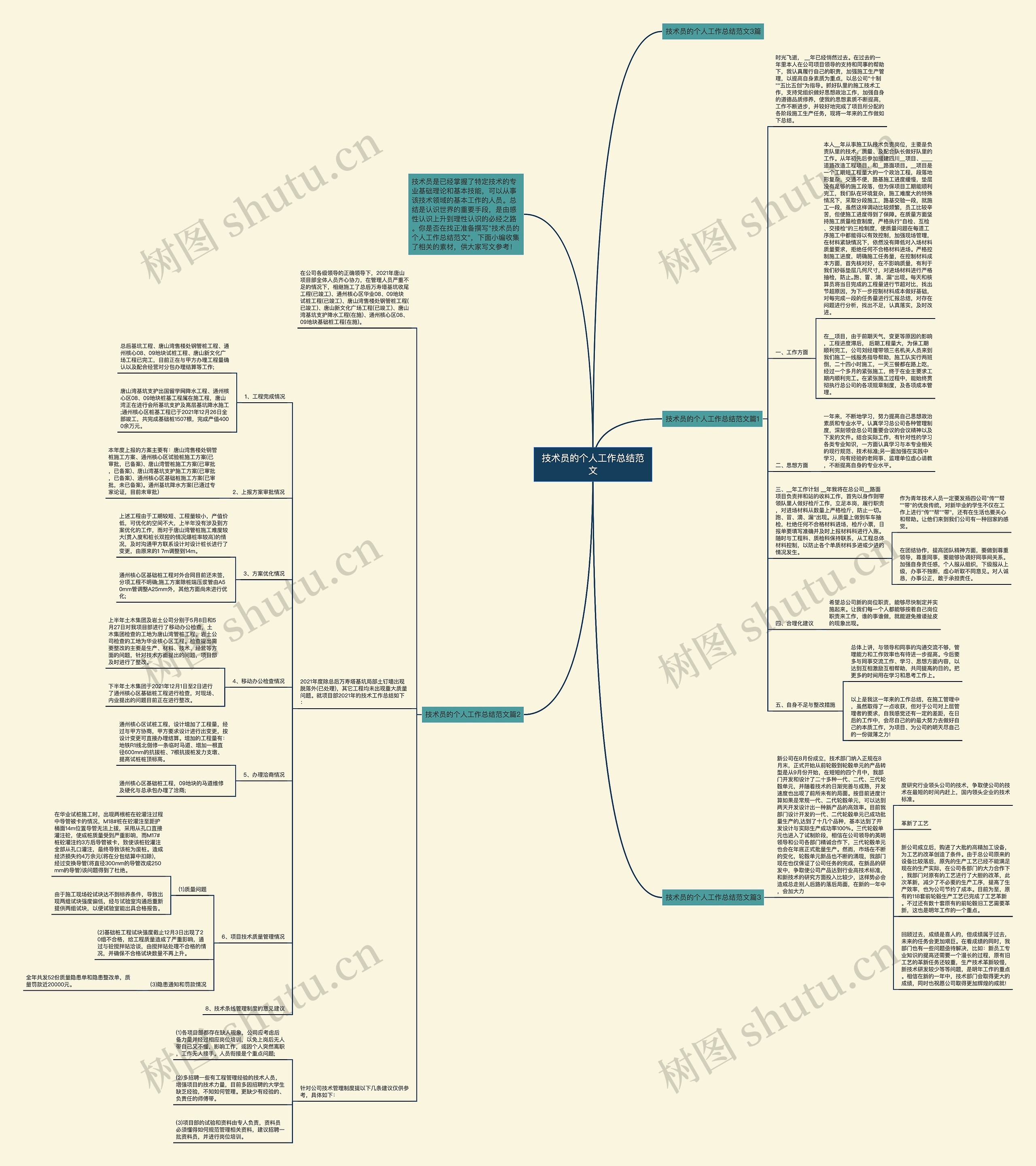 技术员的个人工作总结范文思维导图