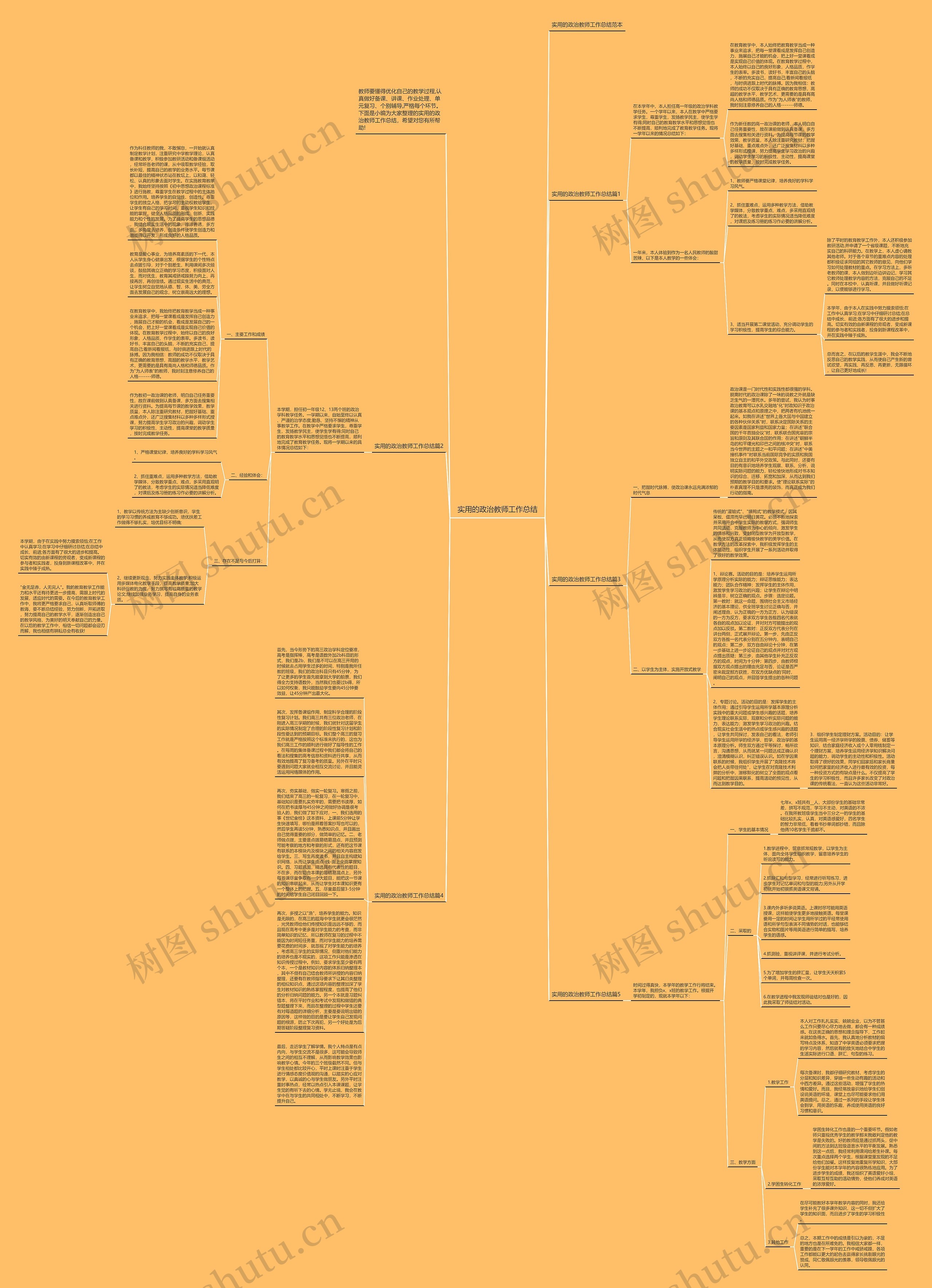 实用的政治教师工作总结思维导图