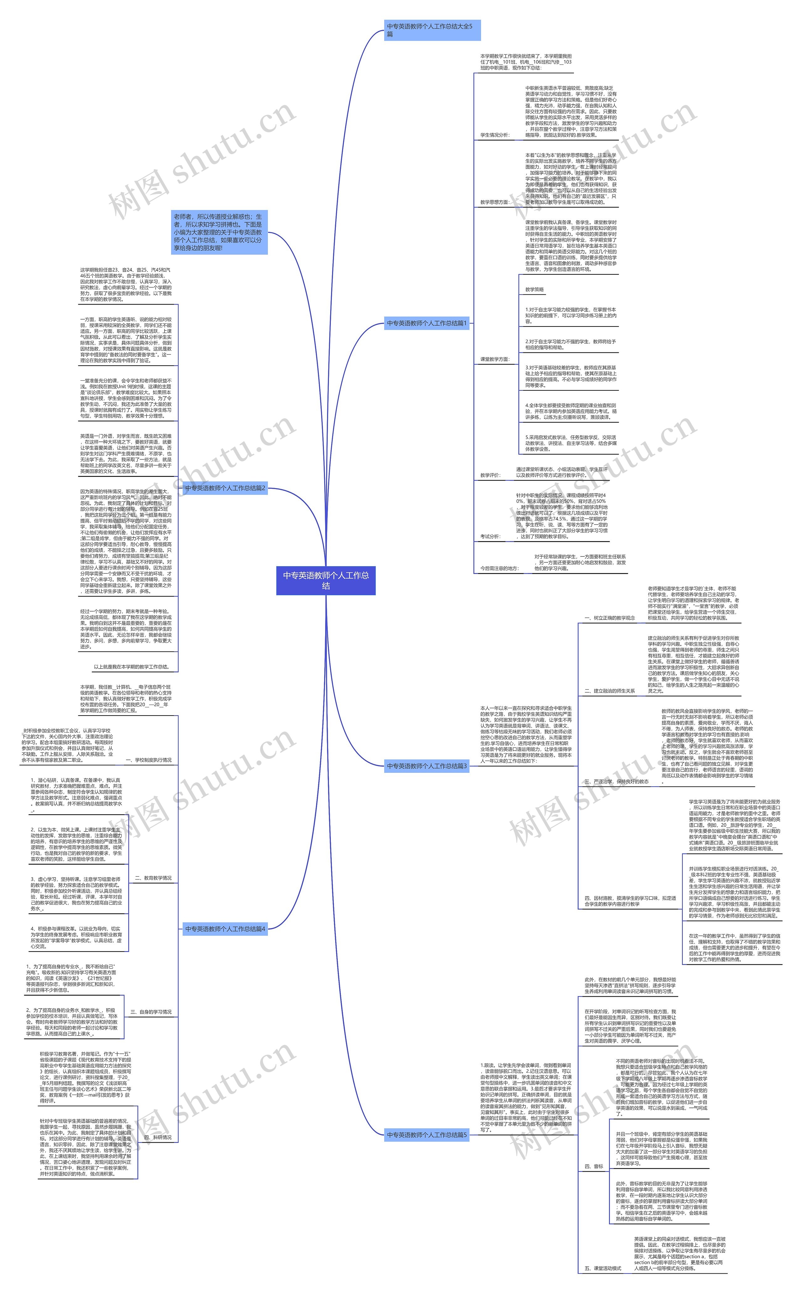 中专英语教师个人工作总结思维导图