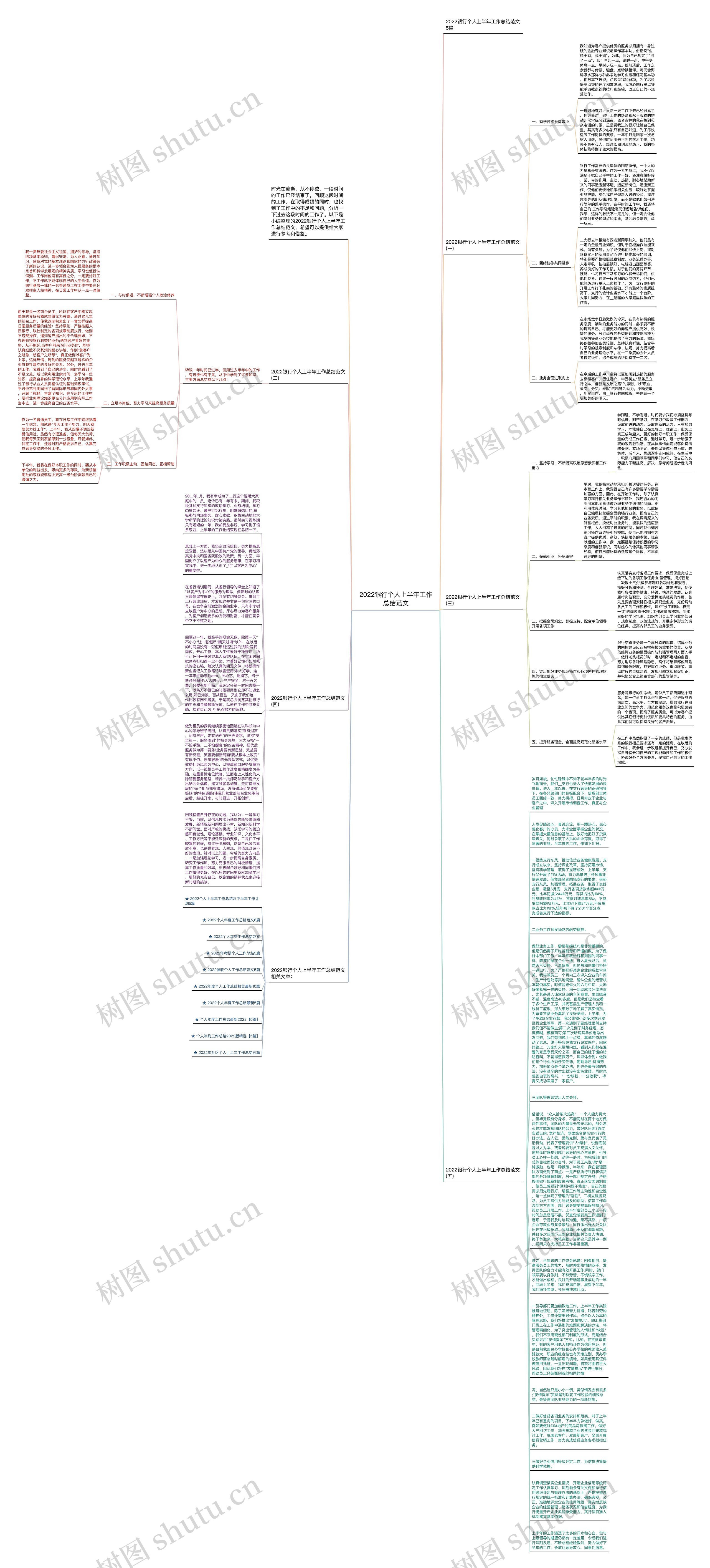 2022银行个人上半年工作总结范文思维导图